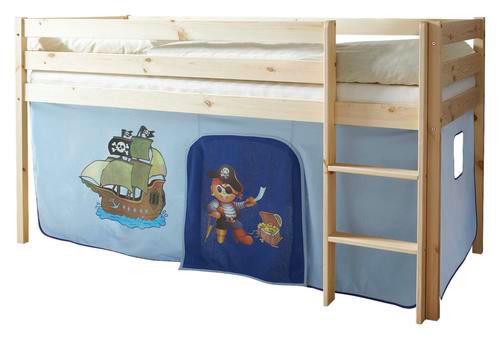 Spielbett Holz Malte ca. 90x200 cm Blau - Naturfarben/Dunkelblau, Natur, Holz (90/200cm) - MID.YOU