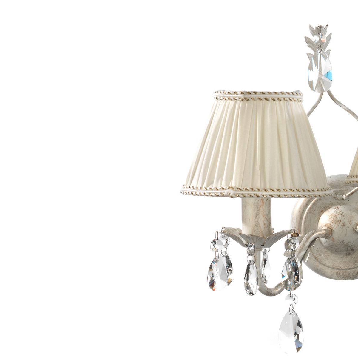 Wandleuchte Karen Weiß max. 6 Watt - Weiß, ROMANTIK / LANDHAUS, Glas/Textil (30/34cm)