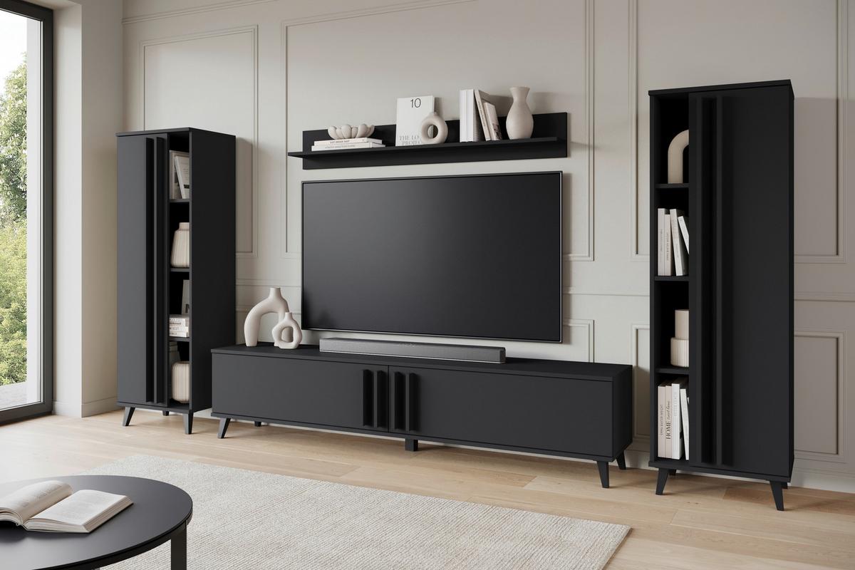 Dnevni Regal Helsinki 1, Črna, 4-Delno - črna, Trend, umetna masa/leseni material (270/140/33cm)
