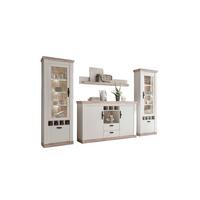Wohnwand Florenz Pinienfarben/Hellbraun - Hellbraun/Eichefarben, Design, Holzwerkstoff/Metall (330/201/44cm) - MID.YOU