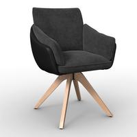 Armlehnstuhl Alja Dunkelgrau Bouclé/Mikrofaser Drehbar - Dunkelgrau/Buchefarben, MODERN, Holz/Textil (66/89/62cm) - Bessagi Home