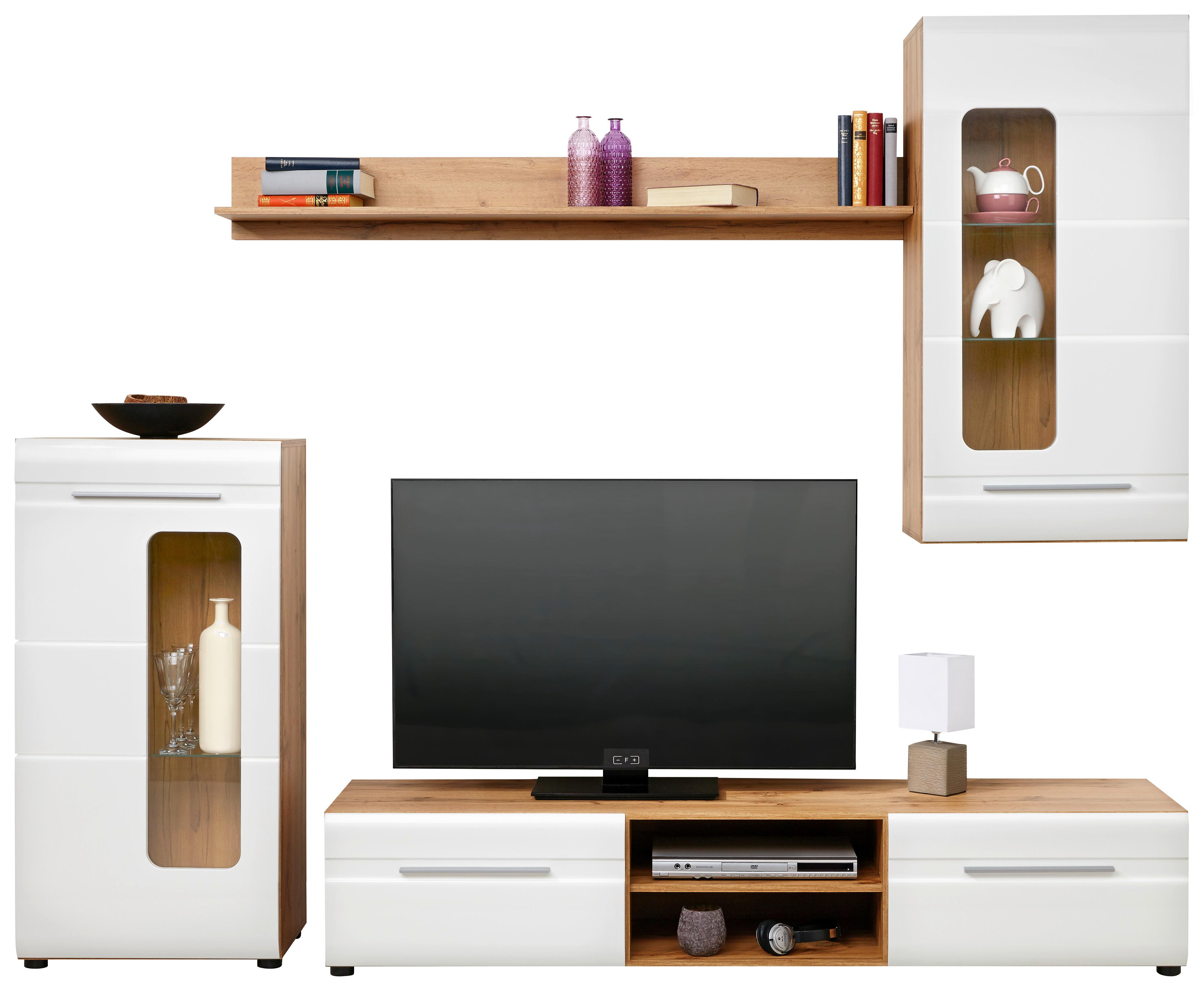 Mobilier cameră de zi Bailamos - alb/culoare lemn stejar, Modern, material pe bază de lemn (235/199,1/41,6cm) - Modern Living