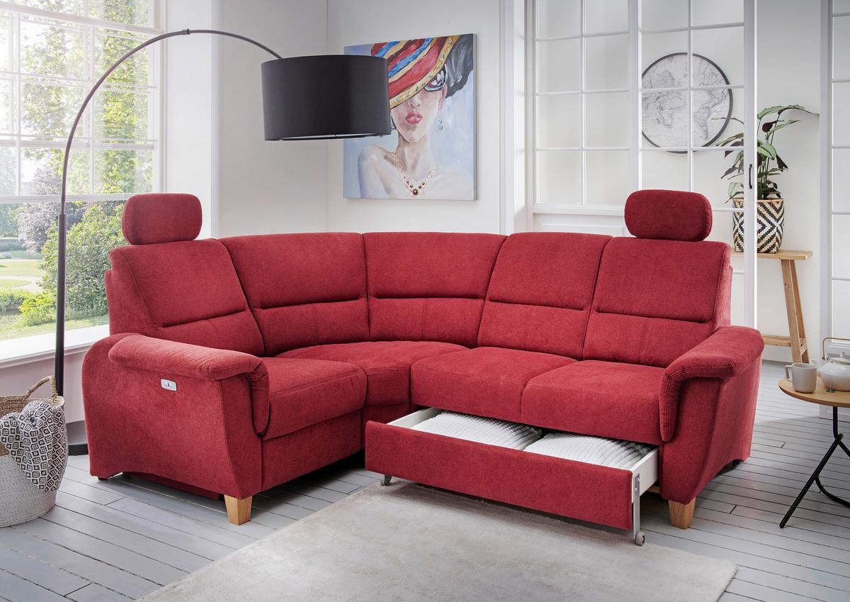 Wohnlandschaft Parole Rot Struktur - Wildeiche/Rot, KONVENTIONELL, Holz/Textil (186/237cm) - Livetastic