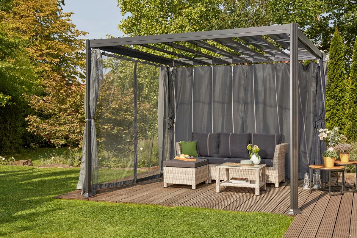Mückennetz Florenz Grau mit Reißverschluss - Grau, Basics, Kunststoff (216/300cm) - Gardenson
