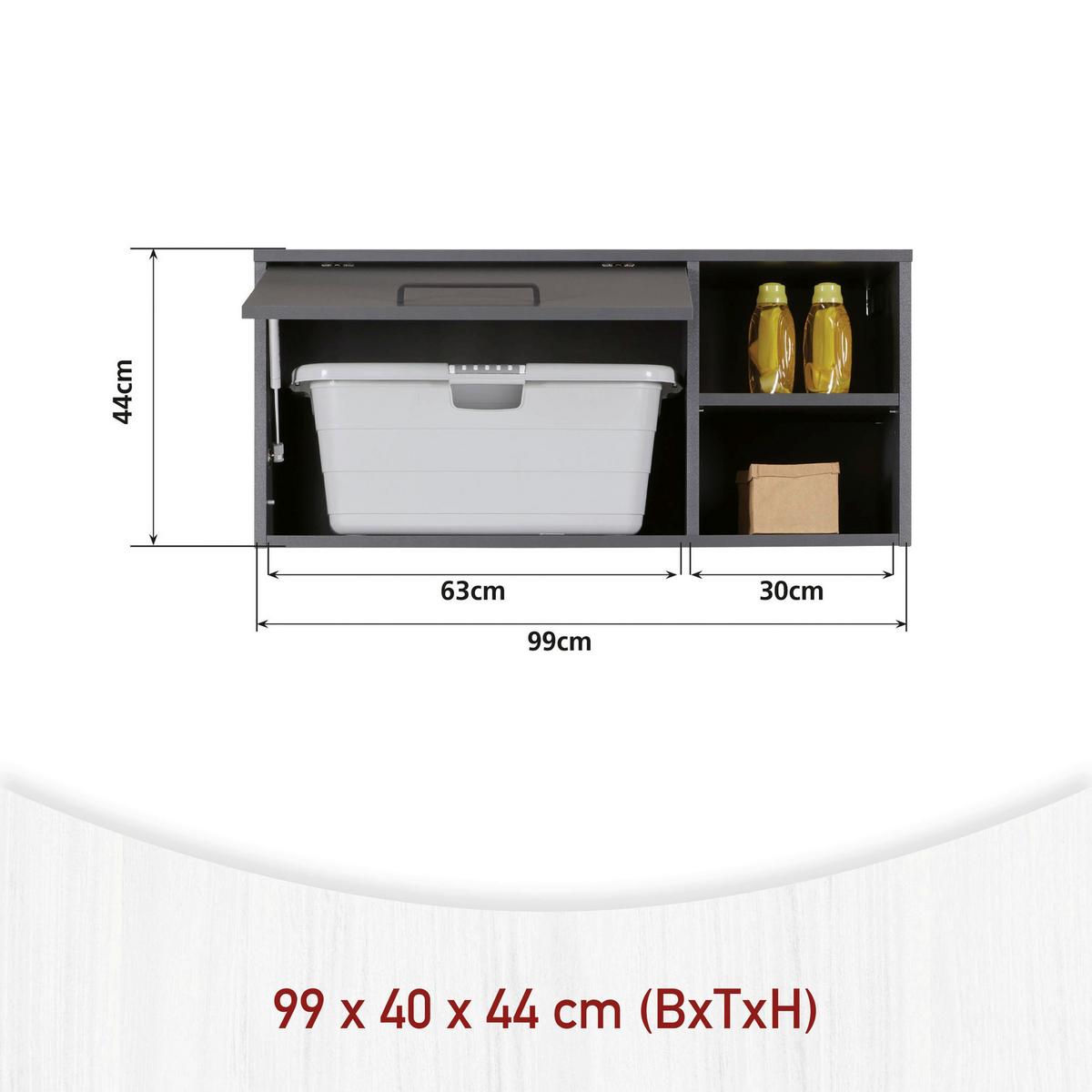 Küchenoberschrank Aalborg Anthrazit - Anthrazit/Schwarz, MODERN, Holzwerkstoff/Metall (99/44/40cm) - home24