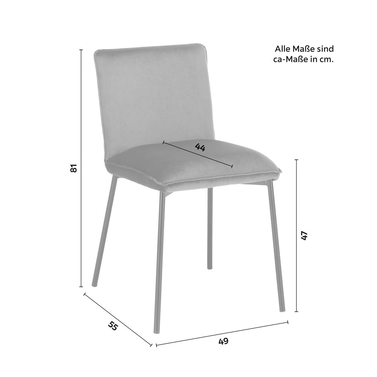 Stuhl Darla Dunkelgrau Velours Gepolstert - Dunkelgrau/Schwarz, MODERN, Holz/Textil (49/81/55cm) - Bessagi Home