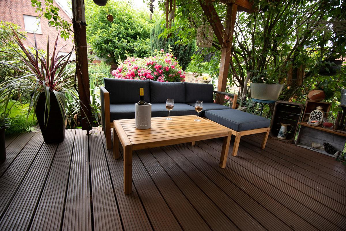 Lounge Garnitura Malaga, Akacija, Siva - barva tikovine/siva, Basics, tekstil/les (198/132cm) - Acamp