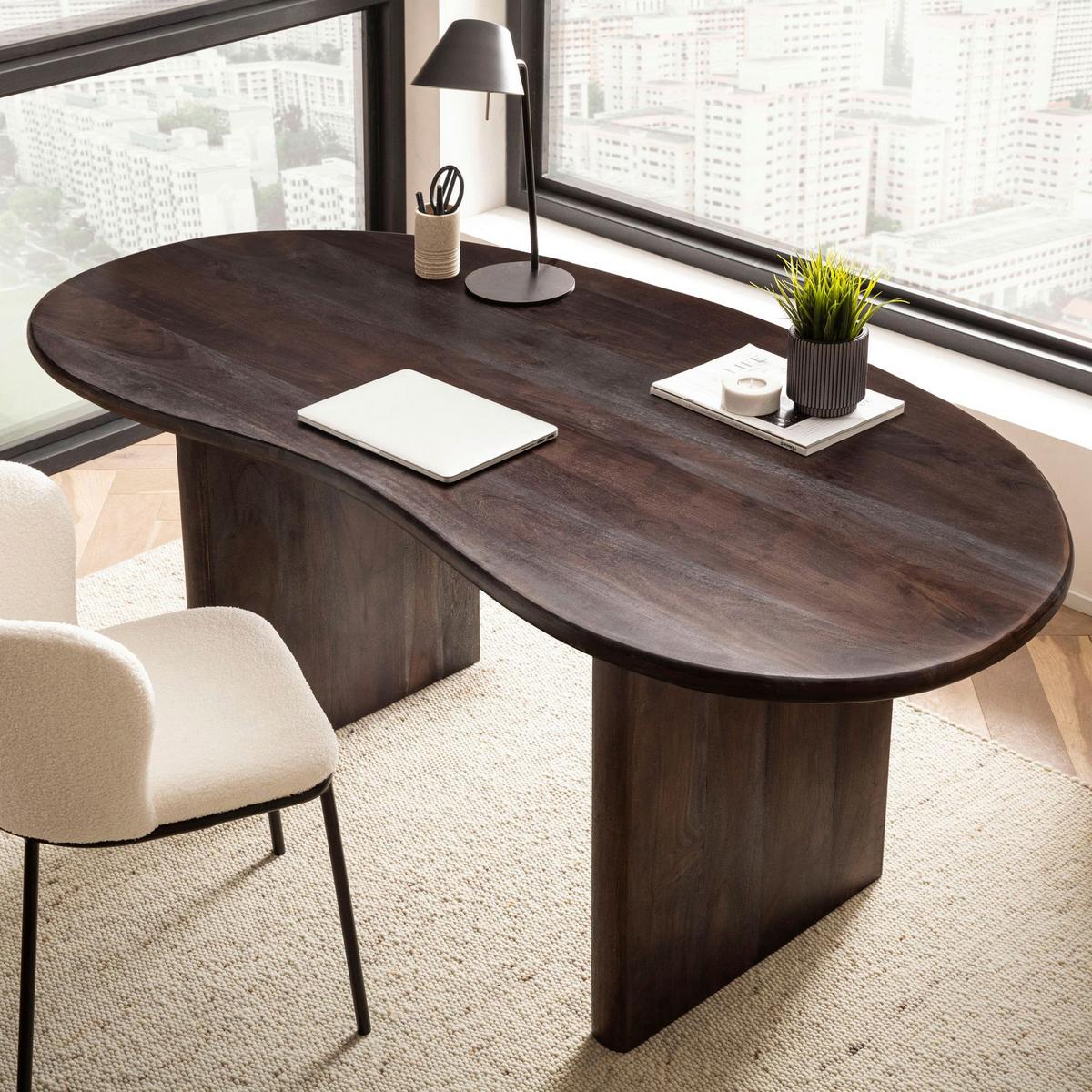 Schreibtisch WL7.230 Dunkelbraun Echtholz - Dunkelbraun, Design, Holz (180/90/75cm) - MID.YOU