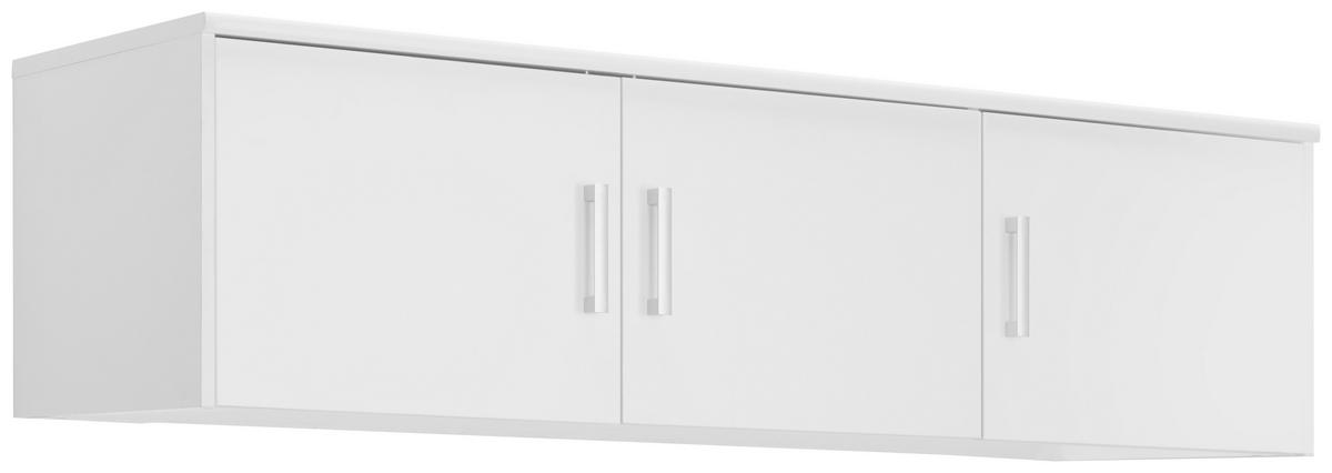 NADSTAWKA NA SZAFĘ EASY - kolor srebrny/biały, Basics, materiał drewnopochodny/tworzywo sztuczne (157/43/54cm) - Xora