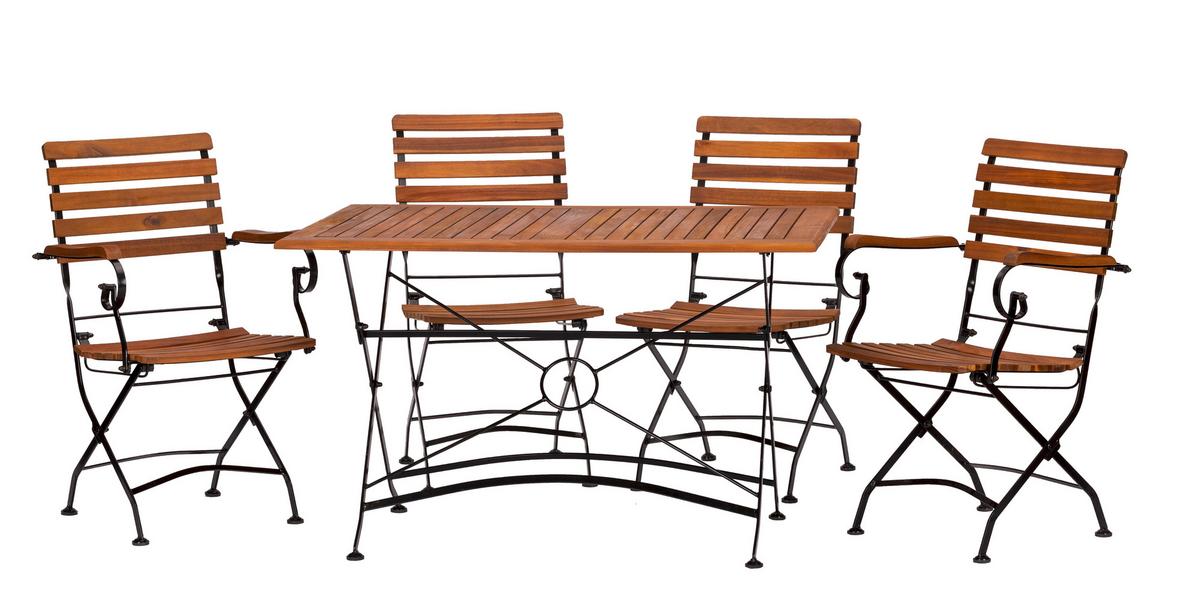 Vrtna Garnitura Lindau, 5-Delni Set - antracit/barve akacije, Basics, kovina/les (120/75/80cm) - Gardenson