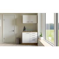 Miniküche Avila Eichefarben/Magnolie - Eichefarben/Magnolie, MODERN, Holzwerkstoff/Metall (100cm) - FlexWell