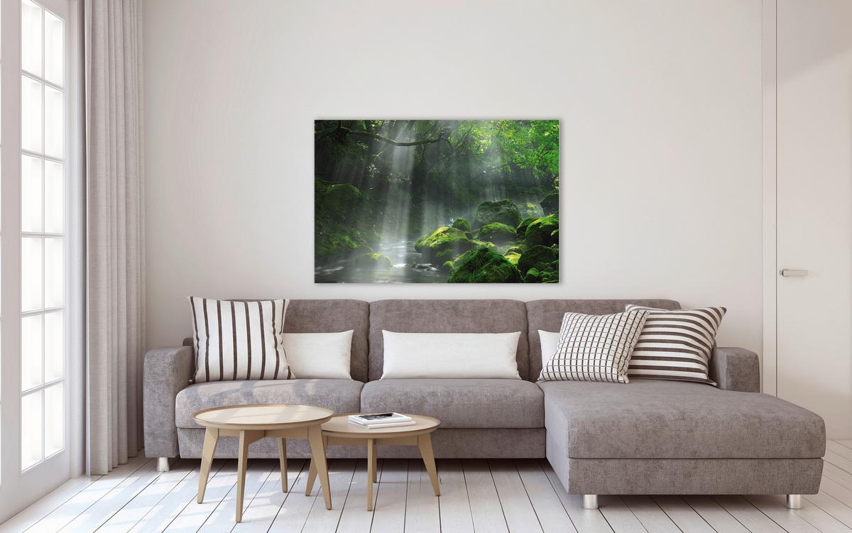 Slika Na Platnu Desteny - zelena/gozdno zelena, Basics, leseni material (150/100/3cm) - Modern Living