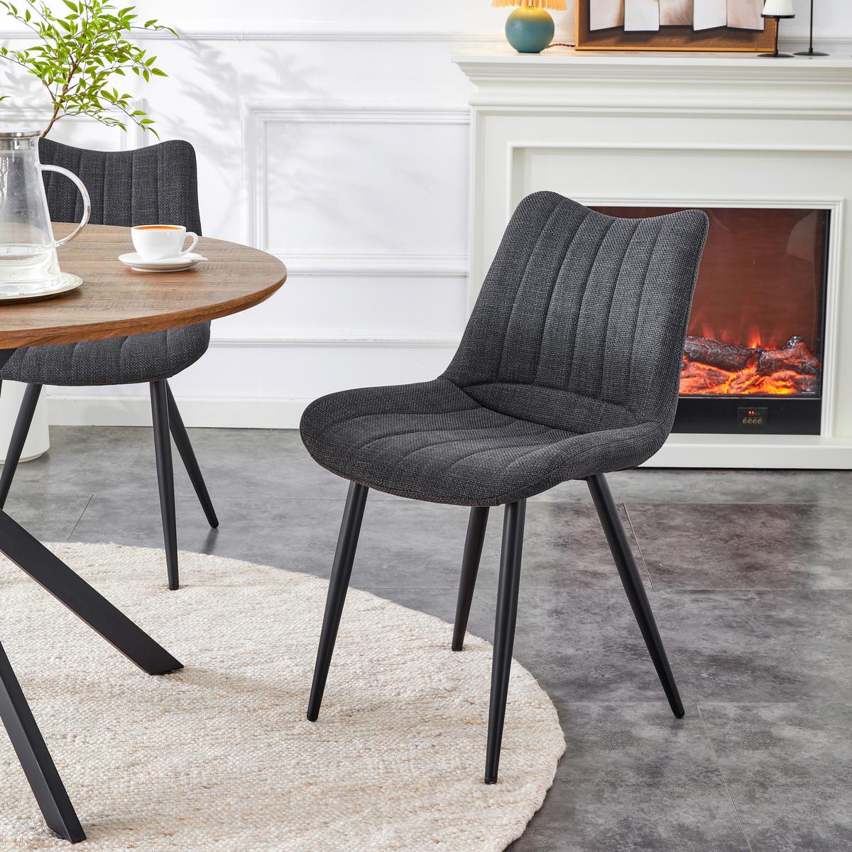 Set Stolov Lotta, Antracit, 2 Kos - črna/antracit, Moderno, kovina/tekstil (53/86/59cm) - MID.YOU