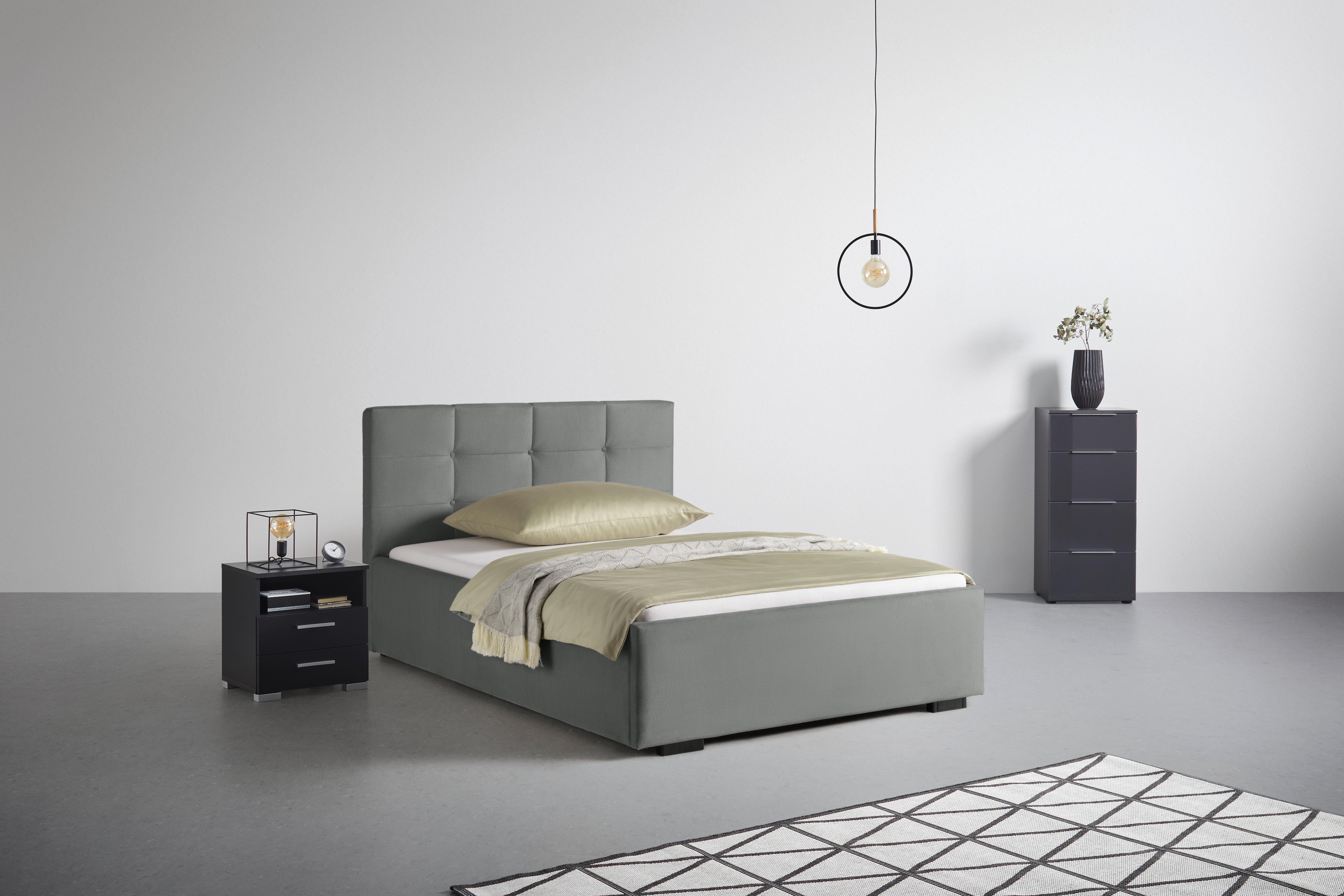 Polsterbett Nelo in Grau ca. 140x200cm - Schwarz/Grau, KONVENTIONELL, Kunststoff/Textil (140/200cm) - Mömax