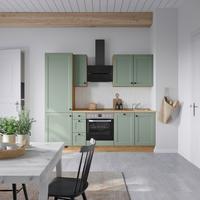 Küchenblock Cascada High m. Geräten Schilfgrün - Schilfgrün/Eichefarben, MODERN, Holzwerkstoff/Metall (240cm) - Nobilia