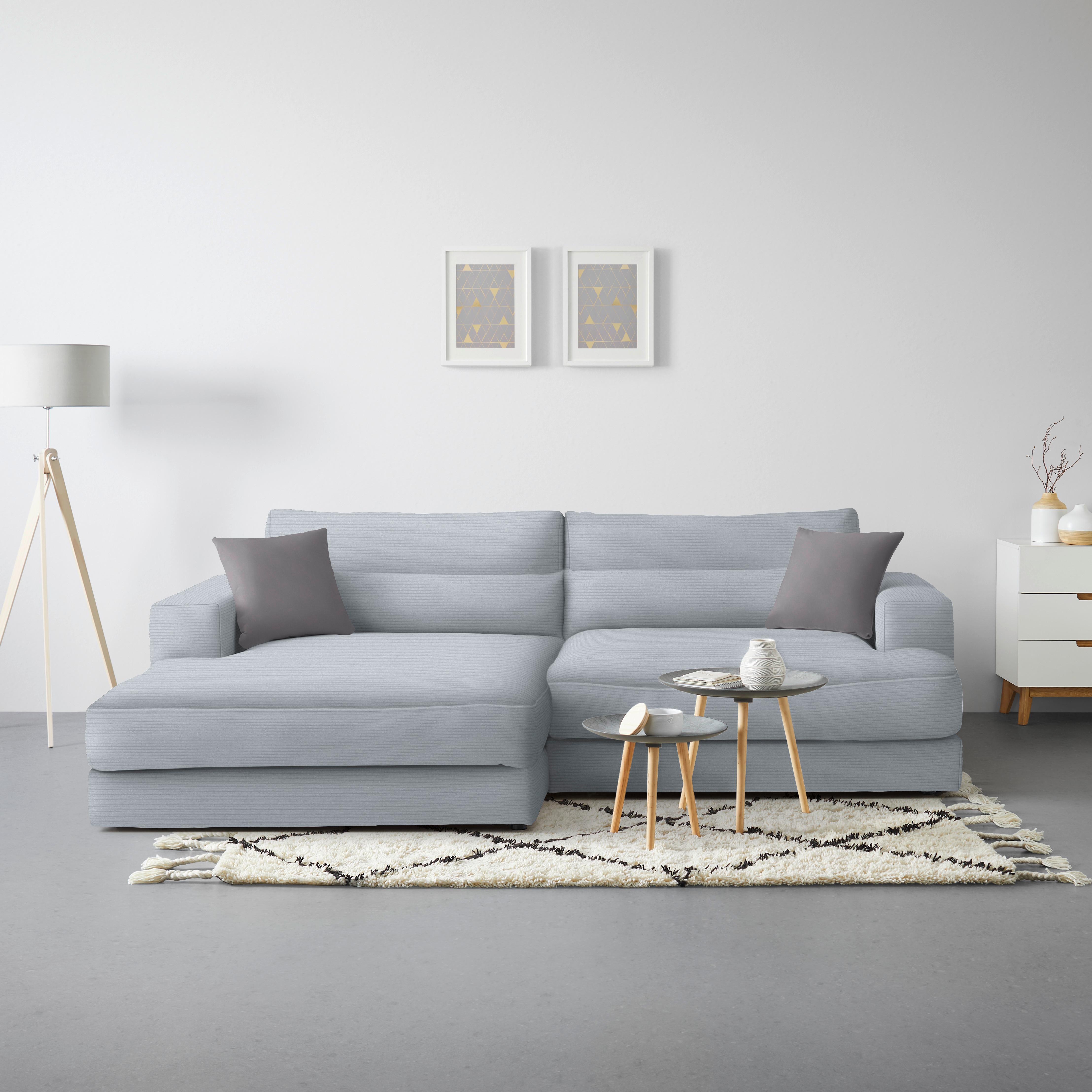 Ecksofa Fabiona links Grau - Schwarz, MODERN, Holz/Kunststoff (194/85/268cm) - Premium Living