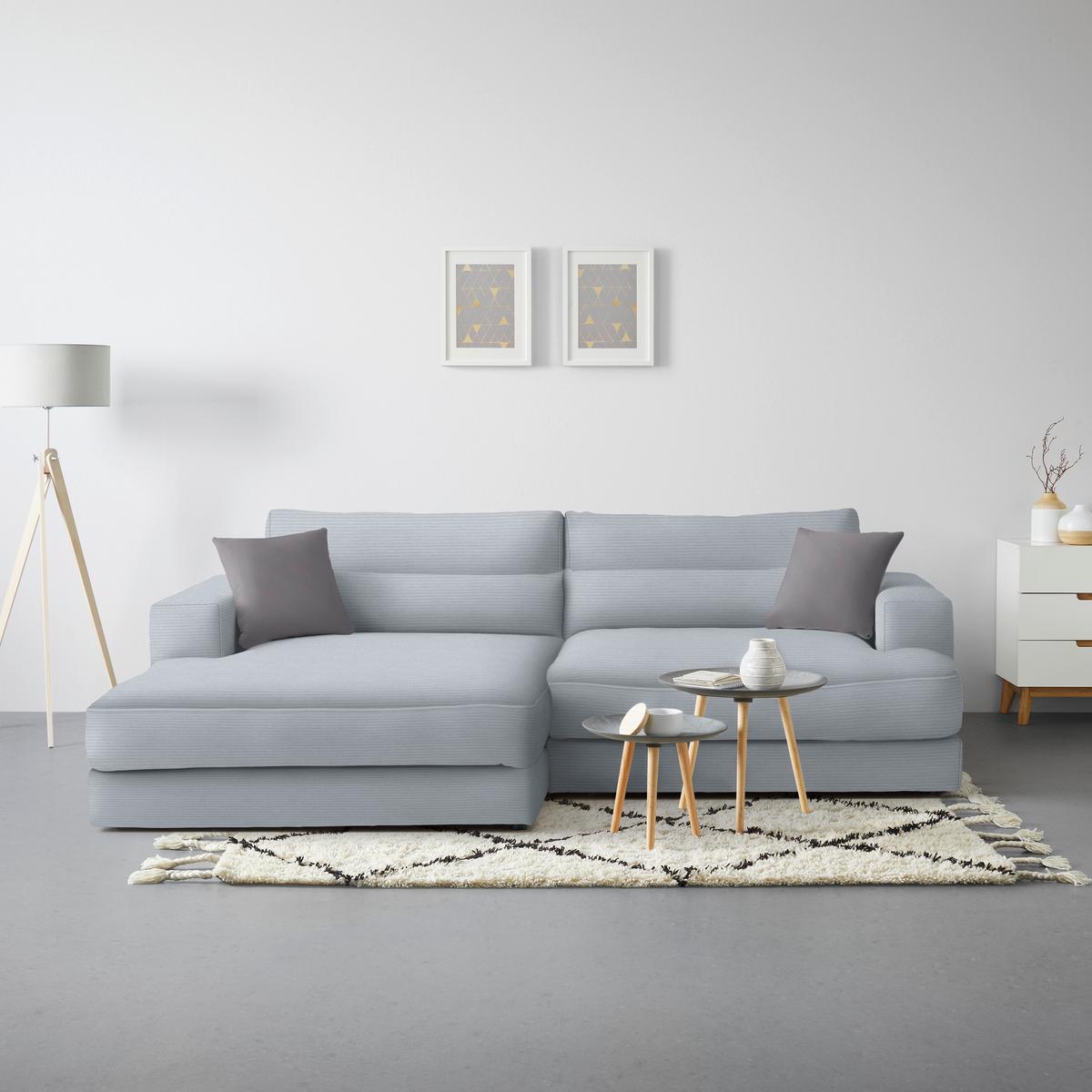 Ecksofa Fabiona links Grau - Schwarz, MODERN, Holz/Kunststoff (194/85/268cm) - Premium Living