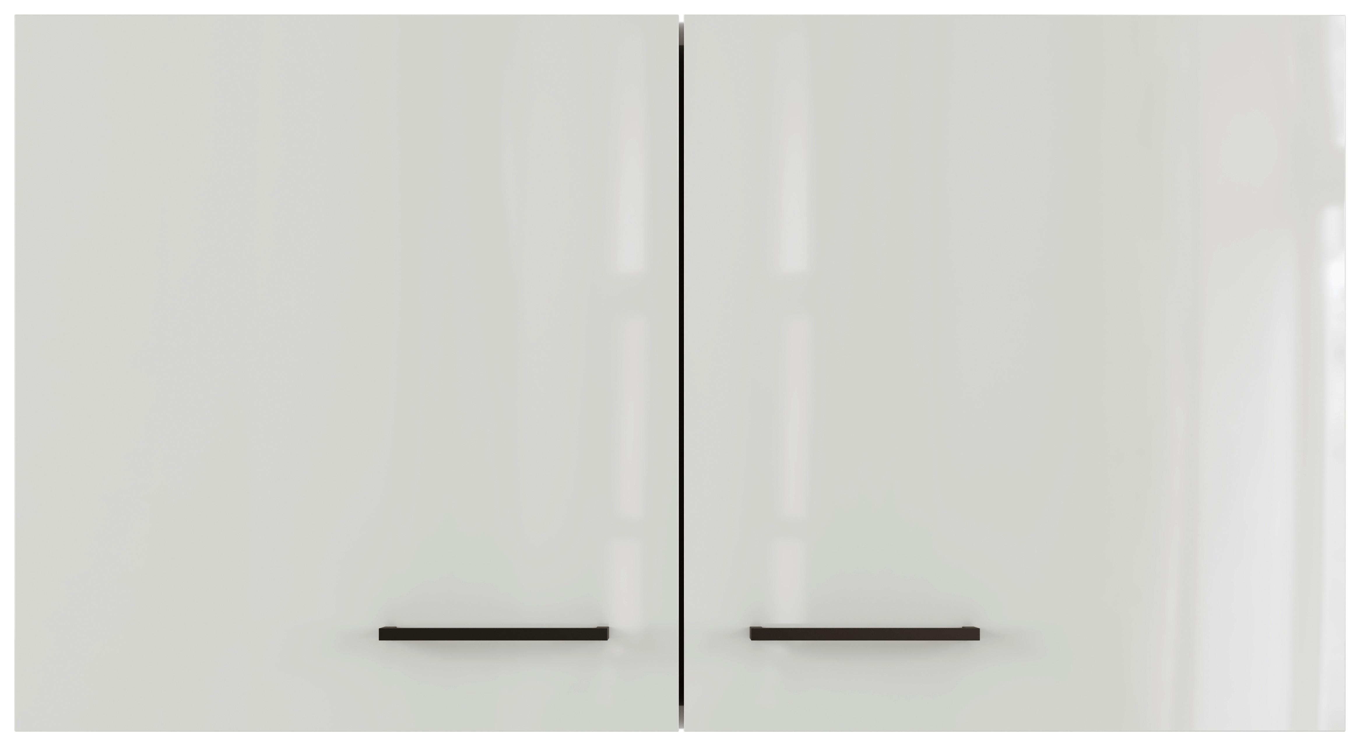 Küchenoberschrank in Lichtgrau glänzend - Schwarz/Grau, MODERN, Holzwerkstoff/Metall (100/54/32cm) - FlexWell