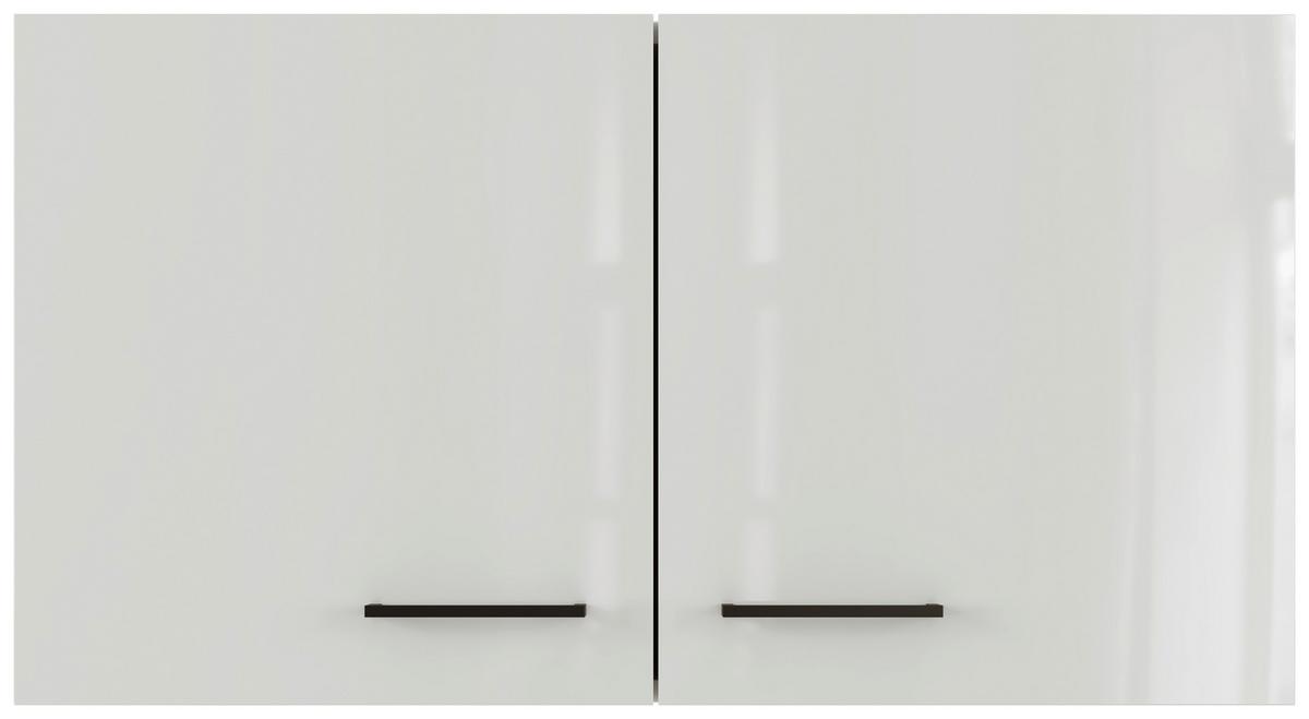 Küchenoberschrank in Lichtgrau glänzend - Schwarz/Grau, MODERN, Holzwerkstoff/Metall (100/54/32cm) - FlexWell