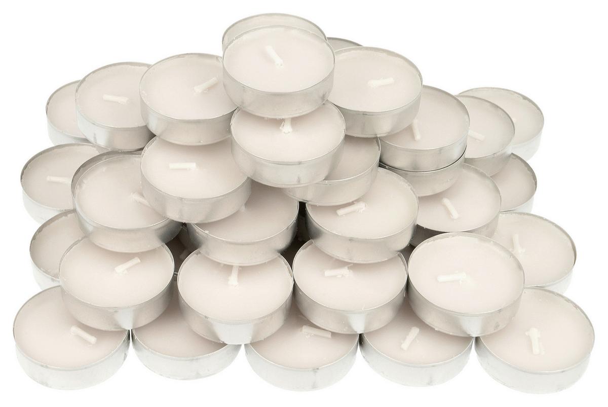Teelicht Mia in Weiß 50er Pack - Alufarben/Weiß, KONVENTIONELL, Metall (3,9/1,3/2,4cm) - Based