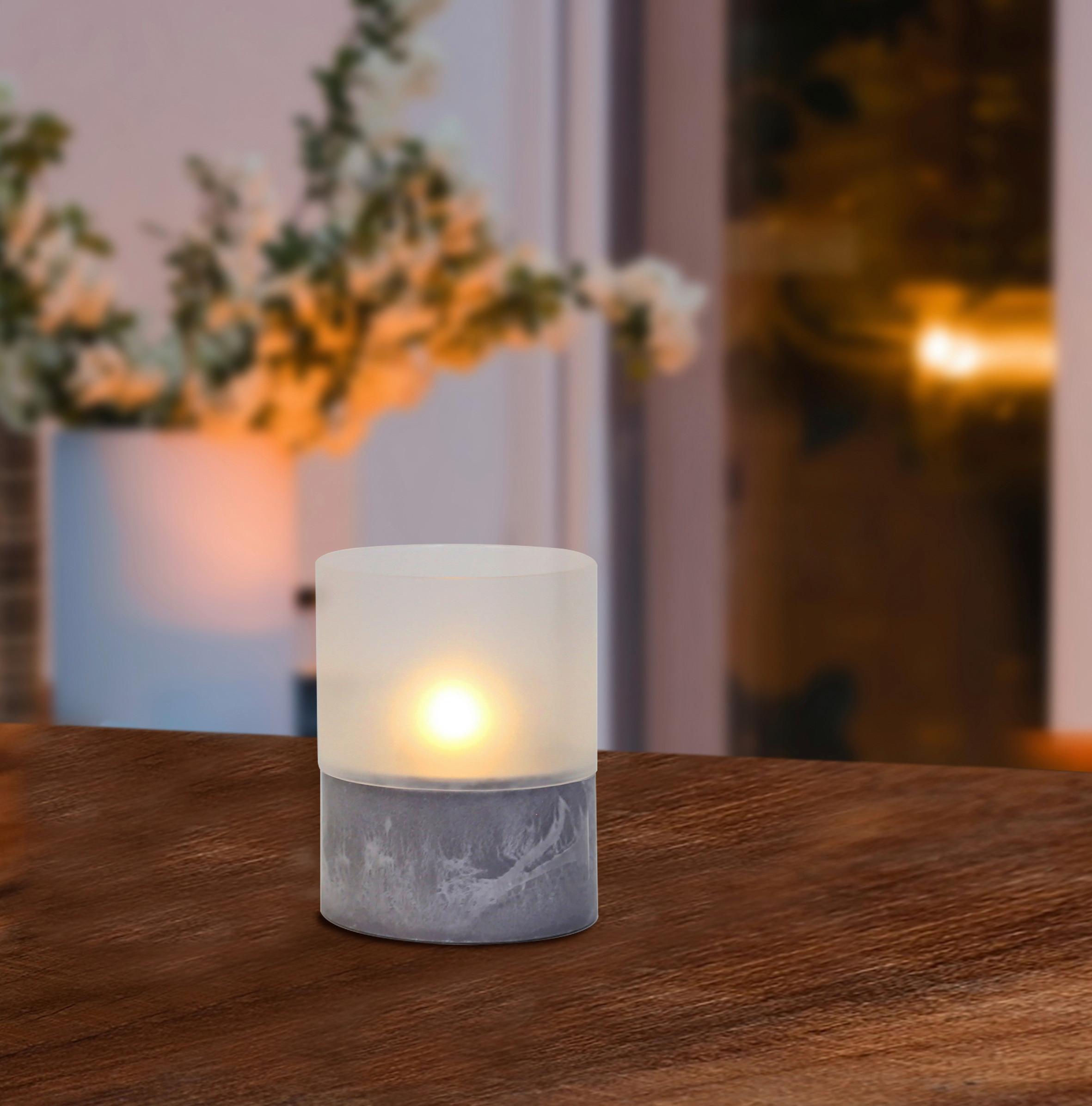 LED-Kerze Malina in Grau - Grau, Basics, Glas/Keramik (8/10cm) - Modern Living