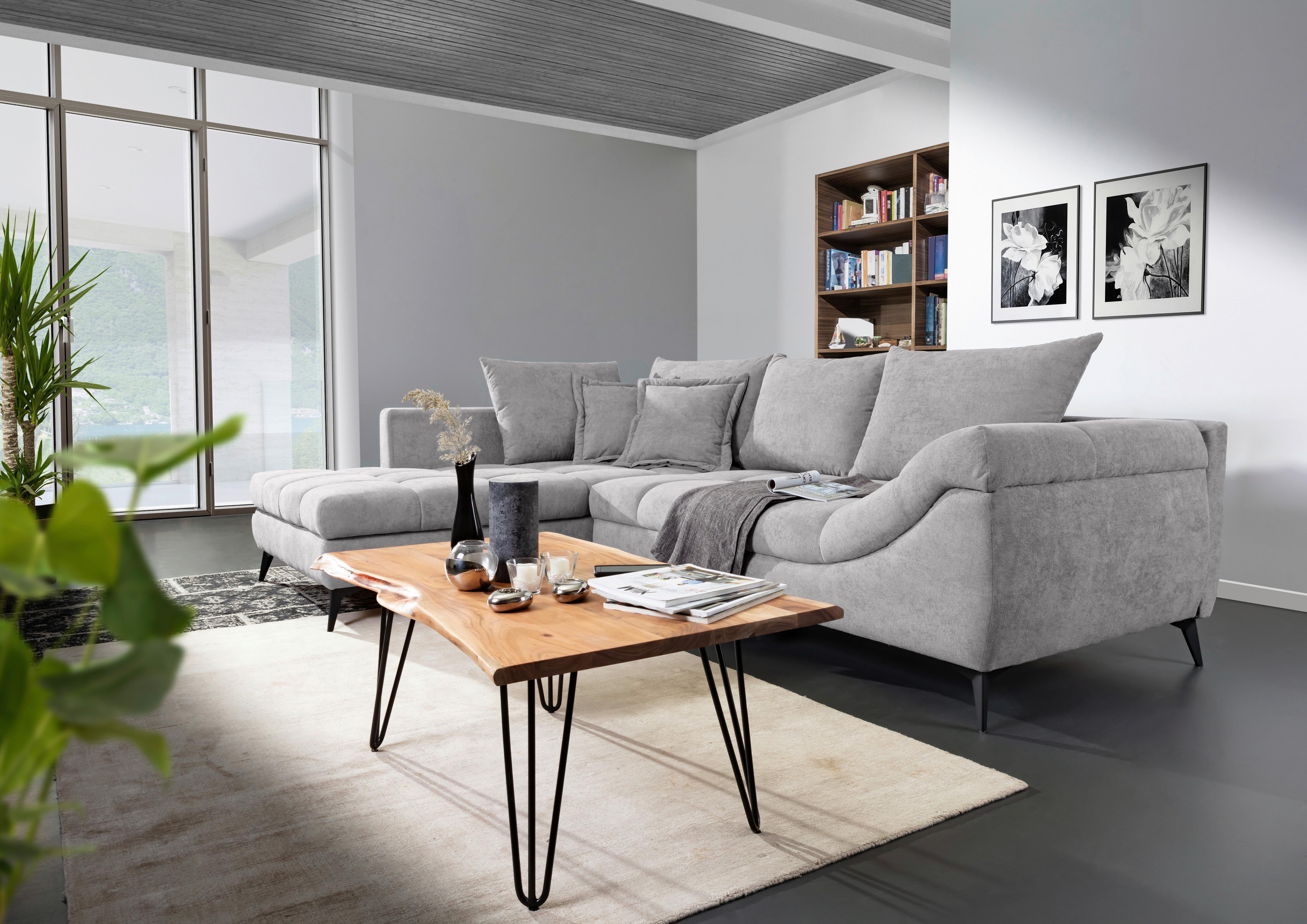 NAROŻNIK VIDA - jasnoszary/czarny, Design, metal/tkanina (224/307cm) - Stylife