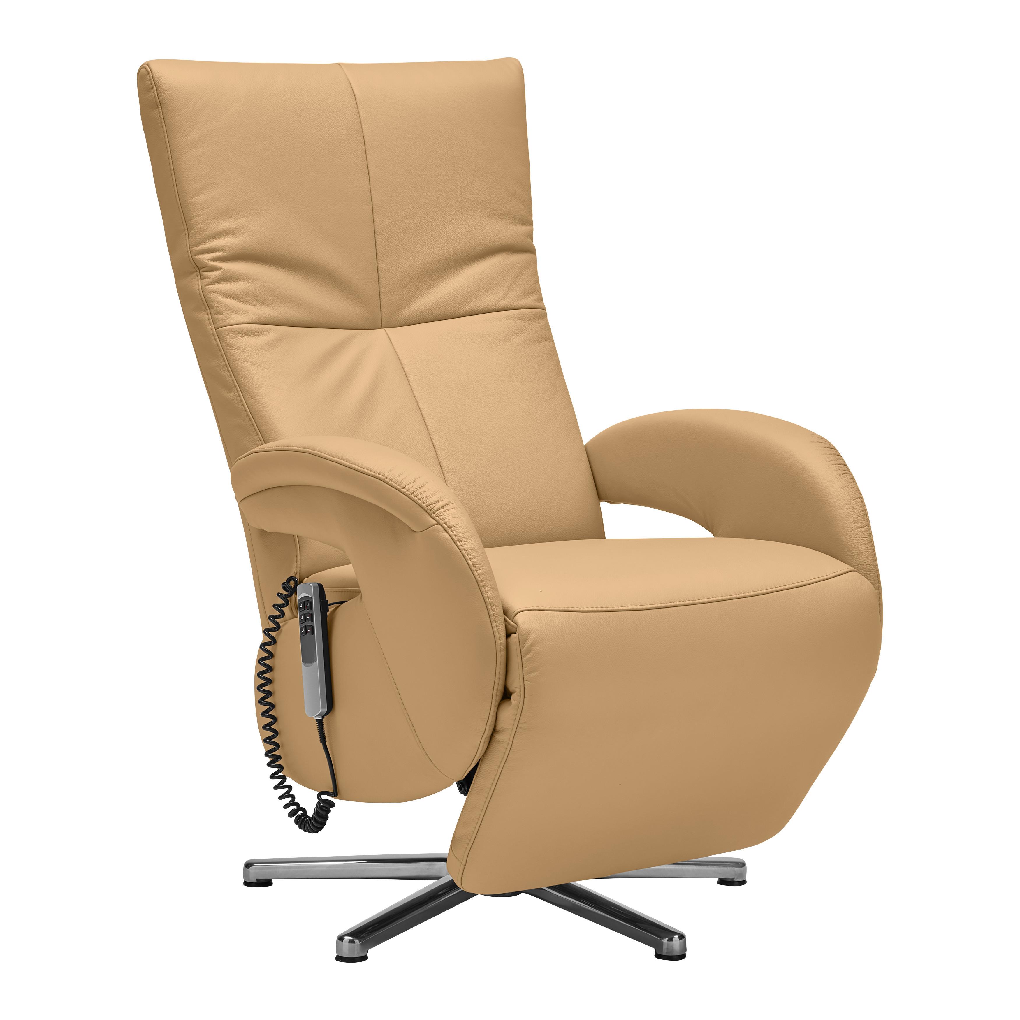 Relaxsessel Sitting 2 Taupe - Taupe/Chromfarben, MODERN, Leder (70/111/80cm) - Premium Living