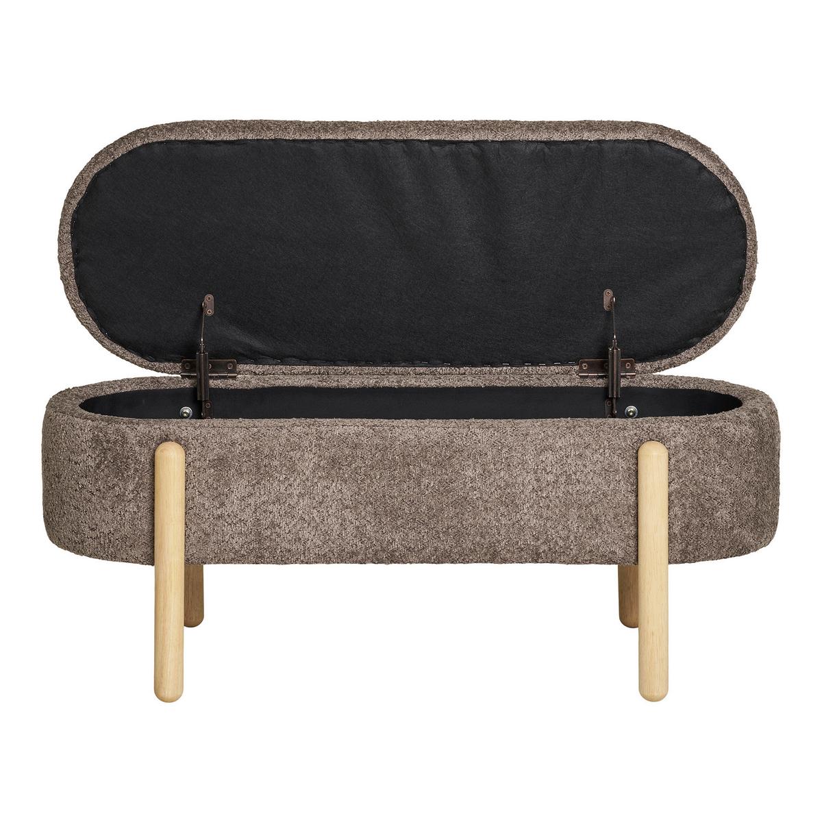 Truhenbank Branca Braun Bouclé - Braun/Naturfarben, Design, Holzwerkstoff/Textil (97/40/48cm) - MID.YOU