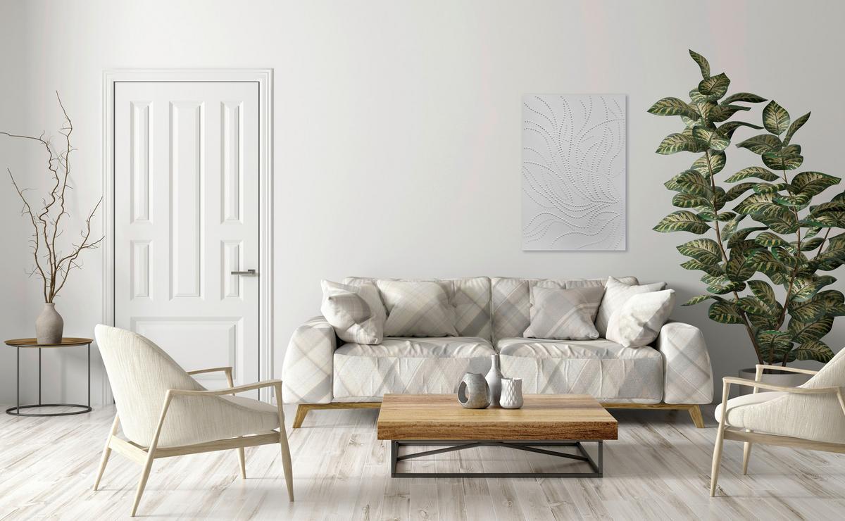 Leinwandbild Pearl Chain Weiss ca. 60x90cm - Weiss, Modern, Holz/Textil (60/90cm) - Mömax