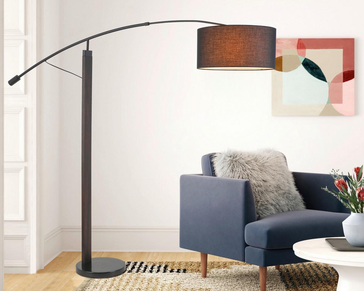 LAMPA STOJĄCA NEROL - czarny, Modern, kamień/metal (190/40/150cm) - Bessagi Home