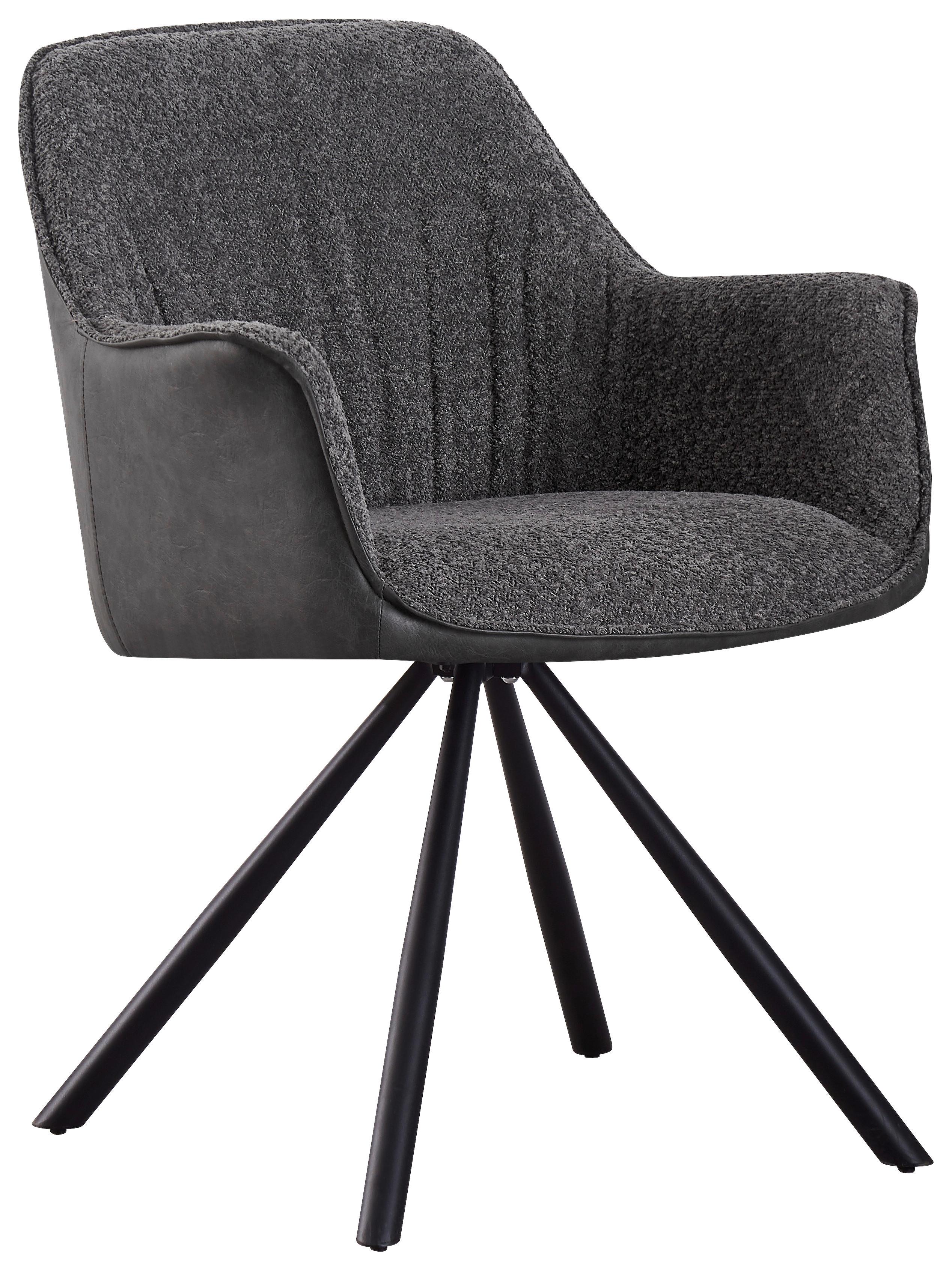 KRZESŁO Z PODŁOKIETNIKAMI SERENA - czarny/szary, Modern, metal/drewno (62/82/62cm) - MID.YOU