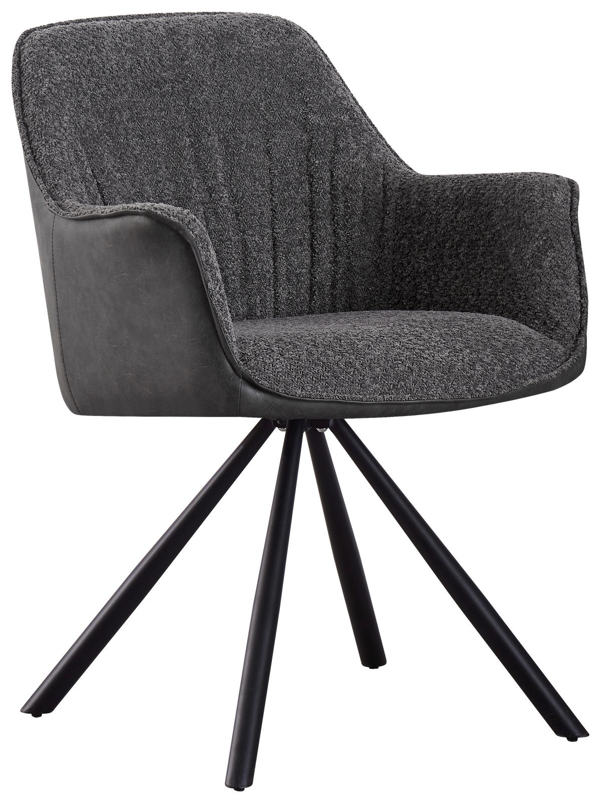 KRZESŁO Z PODŁOKIETNIKAMI SERENA - czarny/szary, Modern, metal/drewno (62/82/62cm) - MID.YOU