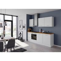 Küchenblock IKZ mit Geräten ca. 230 cm Weiß - Edelstahlfarben/Eichefarben, Design, Holzwerkstoff/Metall (230cm) - Impuls