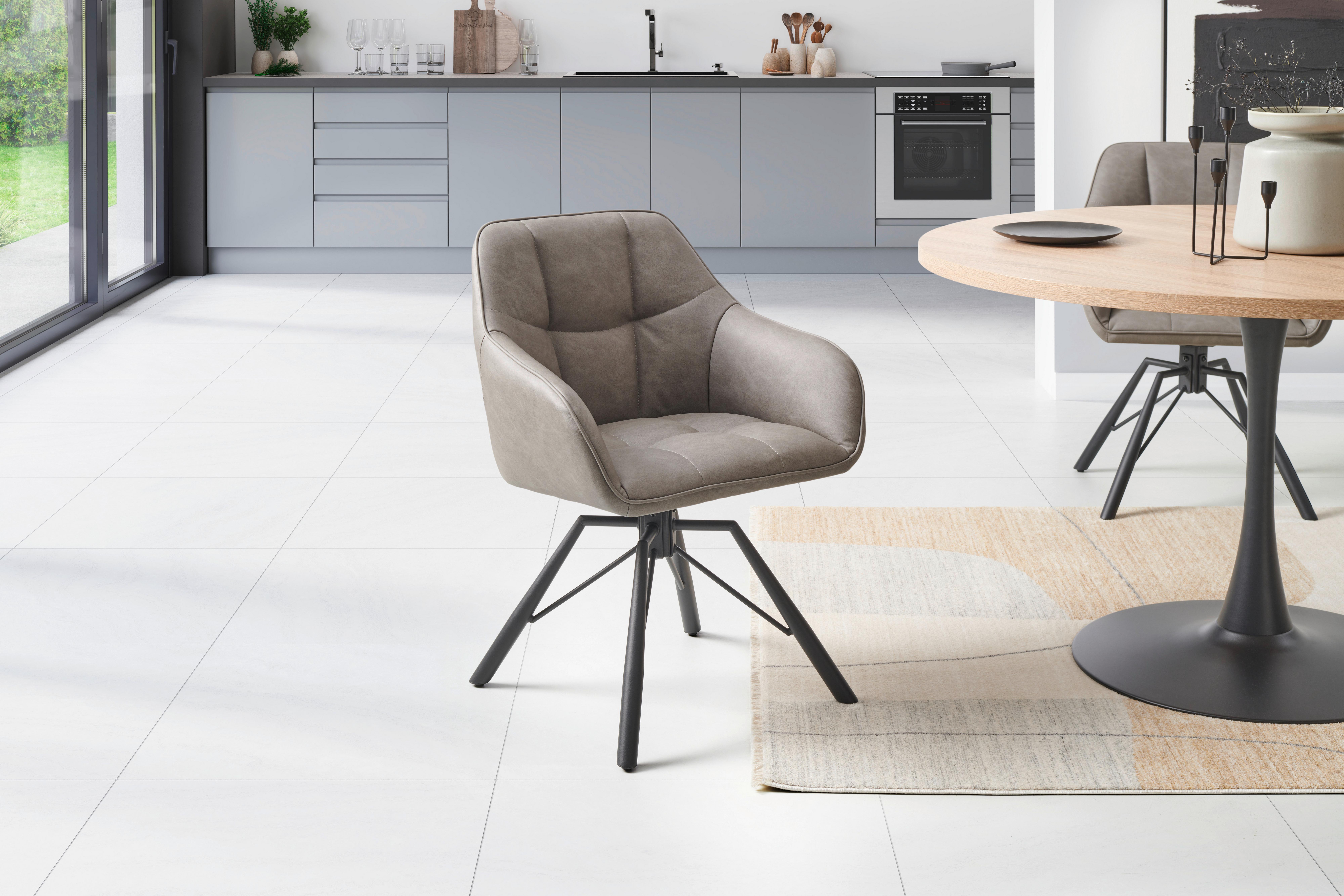 KRZESŁO Z PODŁOKIETNIKAMI ELLA - czarny/szary, Lifestyle, metal/tkanina (58.5/82.5/54.5cm) - MID.YOU