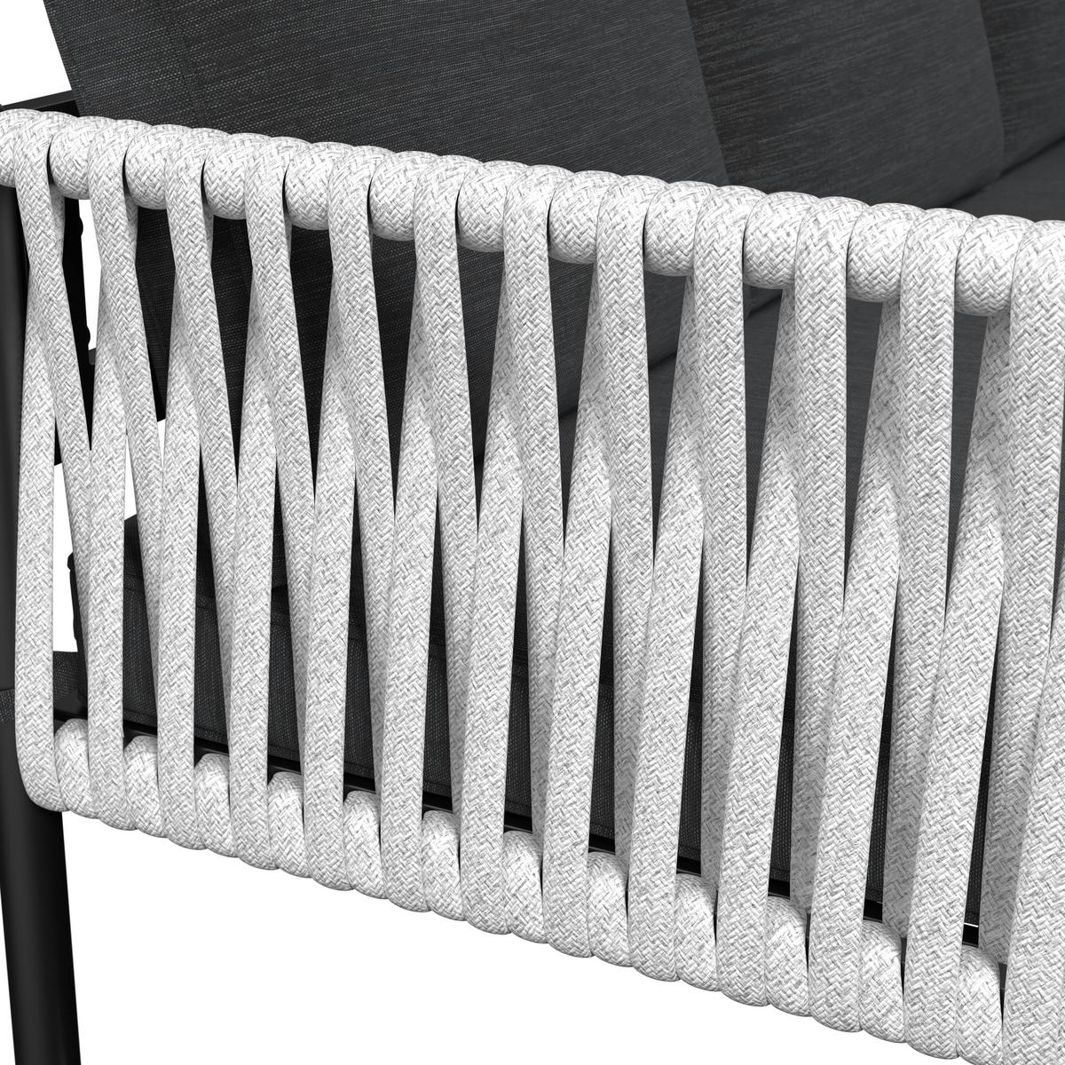 Dining-Loungeset Polly Schwarz Outdoorstoff/Metall - Hellgrau/Schwarz, MODERN, Kunststoff/Textil - Bessagi Garden