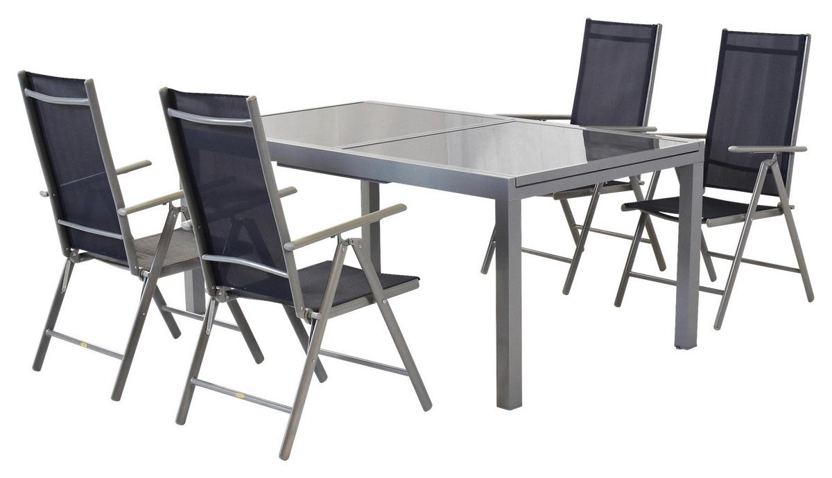 GARTENSET AMALFI - Silberfarben, MODERN, Textil/Metall - Gardenson