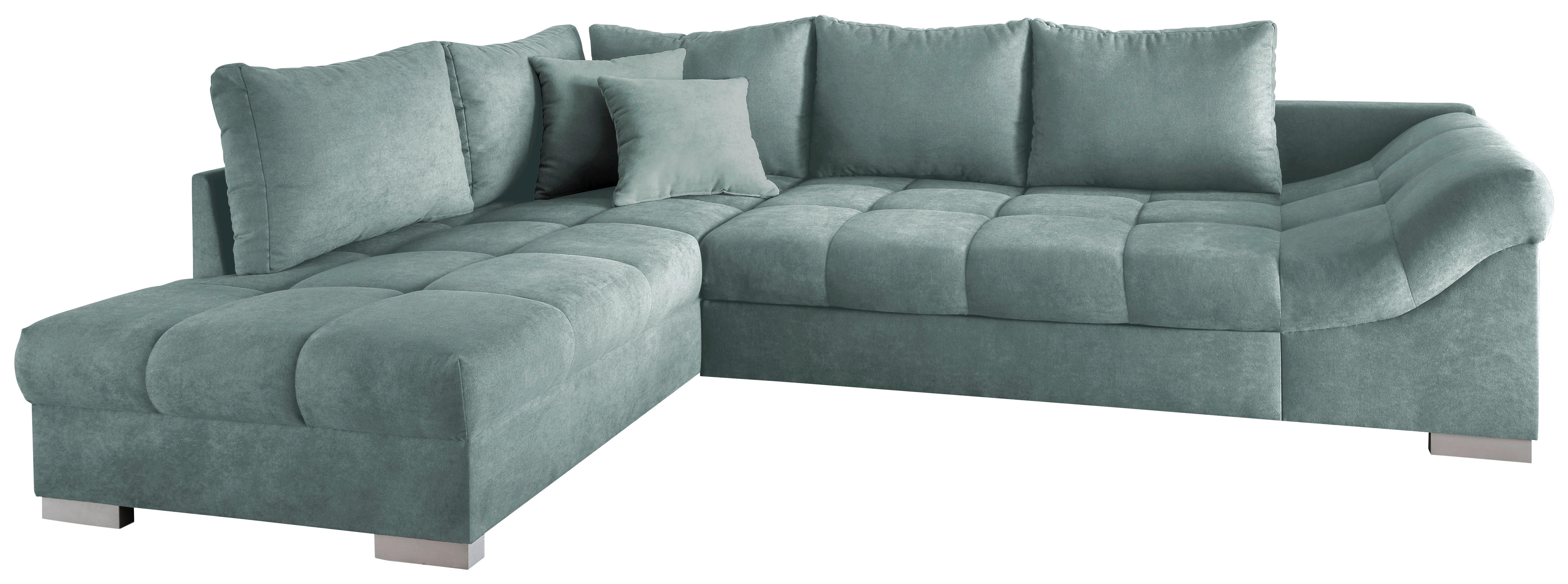 Wohnlandschaft Alvito Mintgrün Nylon/Mikrofaser - Silberfarben/Mintgrün, Design, Holz/Textil (202/298cm) - MID.YOU