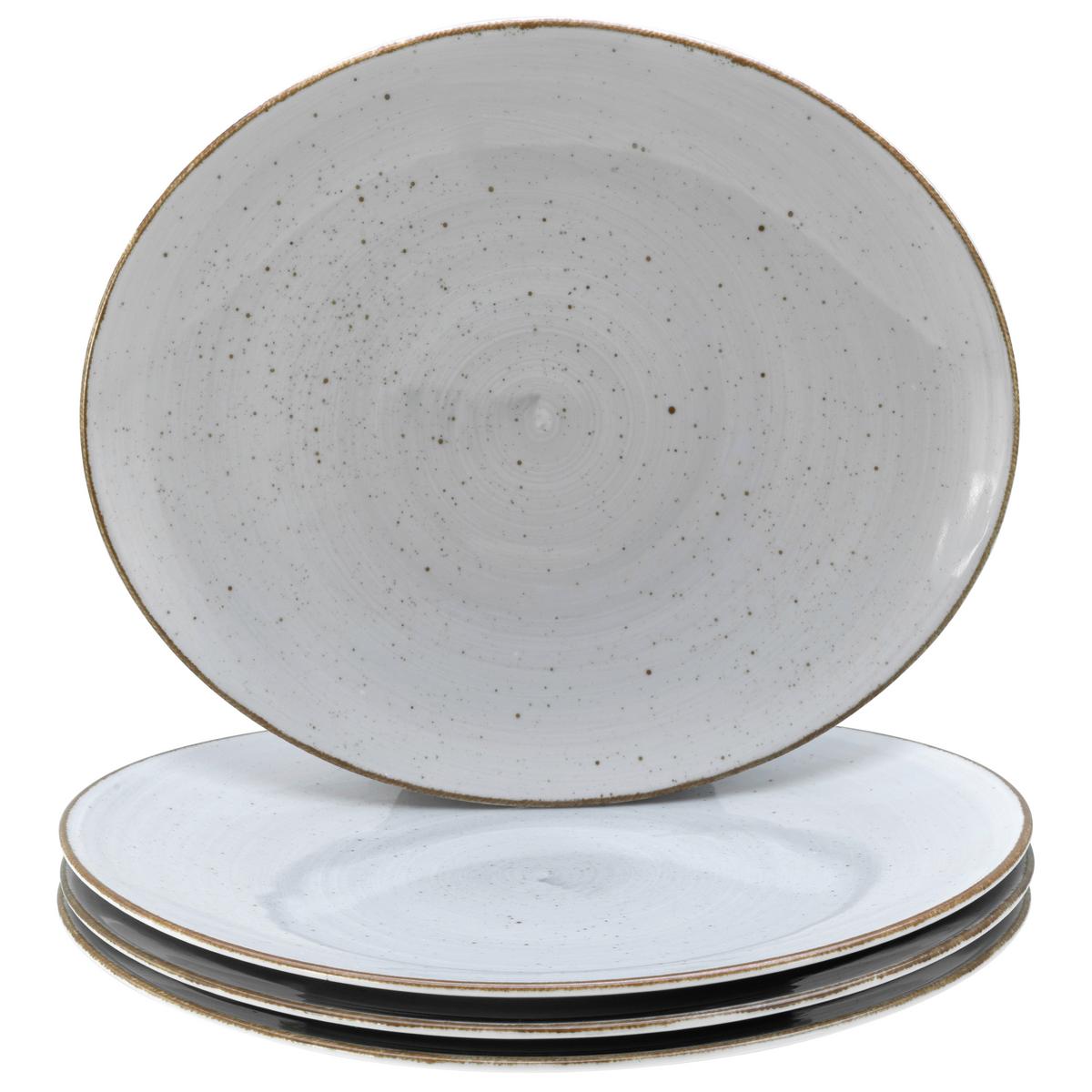 Set Krožnikov Za Zrezke Stein, 4-Delni - svetlo siva, Basics, keramika (30,5/26cm) - Creatable