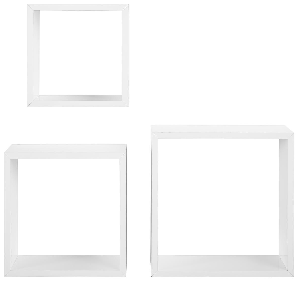 ZESTAW REGAŁÓW ŚCIENNYCH TRIO - biały, Basics, materiał drewnopochodny (20-28/20-28/12cm) - Xora