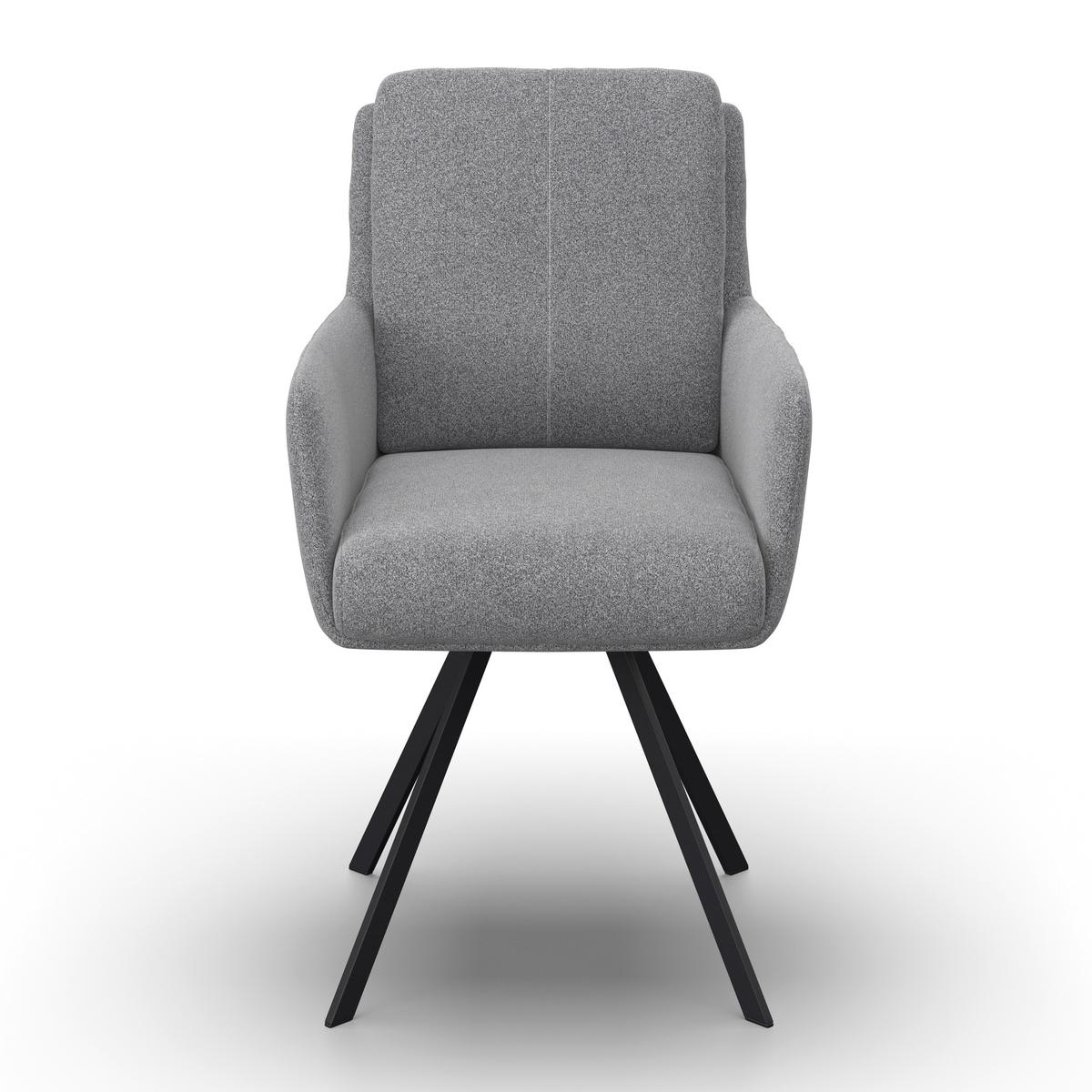 Naslanjač Marie, Siva, Vrtljiv - siva/črna, Moderno, kovina/tekstil (60/95,5/65cm) - Bessagi Home