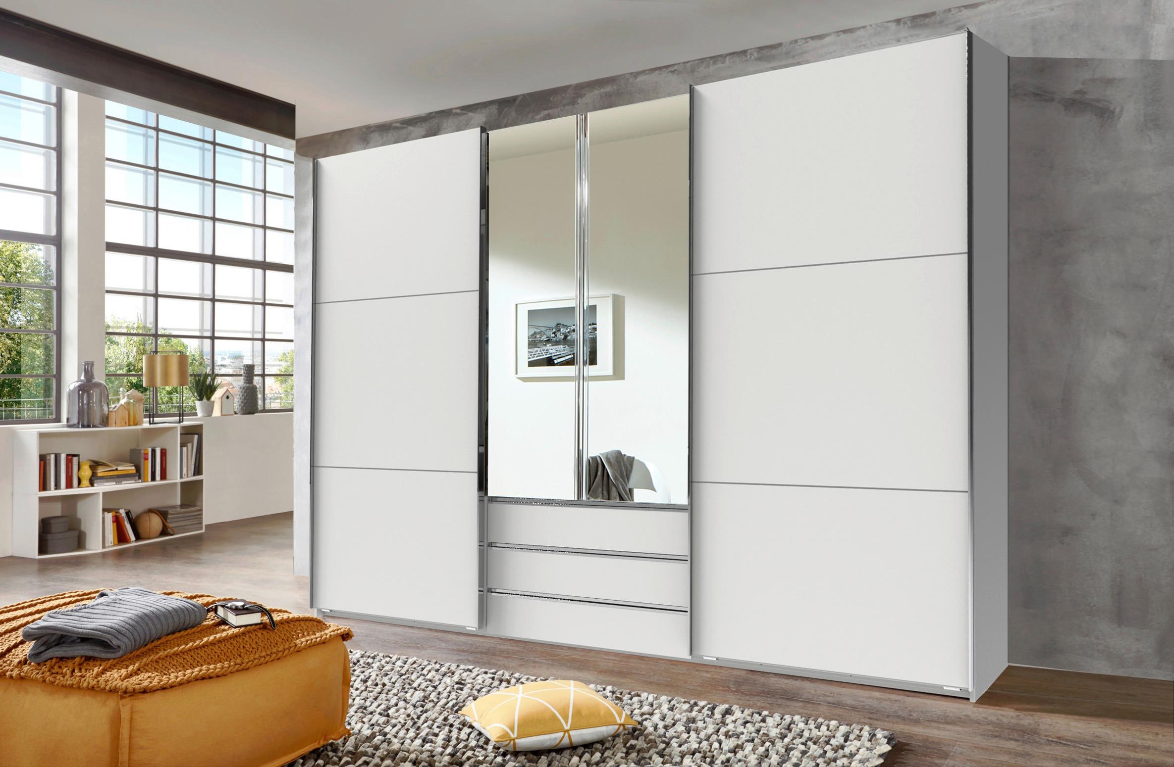 DULAP USI CULISANTE MAGIC - argintiu/alb, Modern, sticlă/material pe bază de lemn (300/216/65cm) - Premium Living