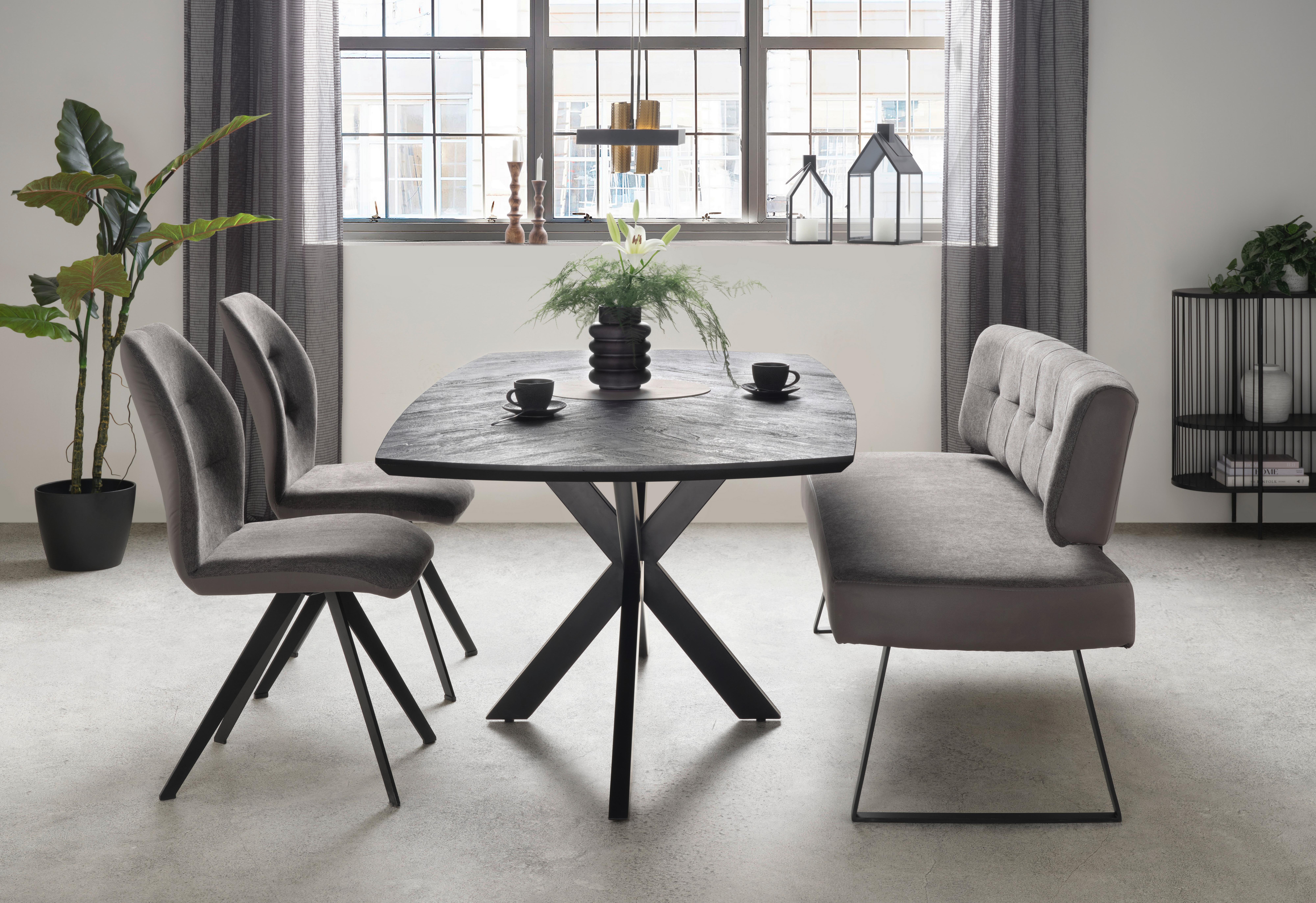 Sitzbank in Dunkelgrau ca. 160cm - Dunkelgrau/Schwarz, MODERN, Textil/Metall (160cm) - Premium Living