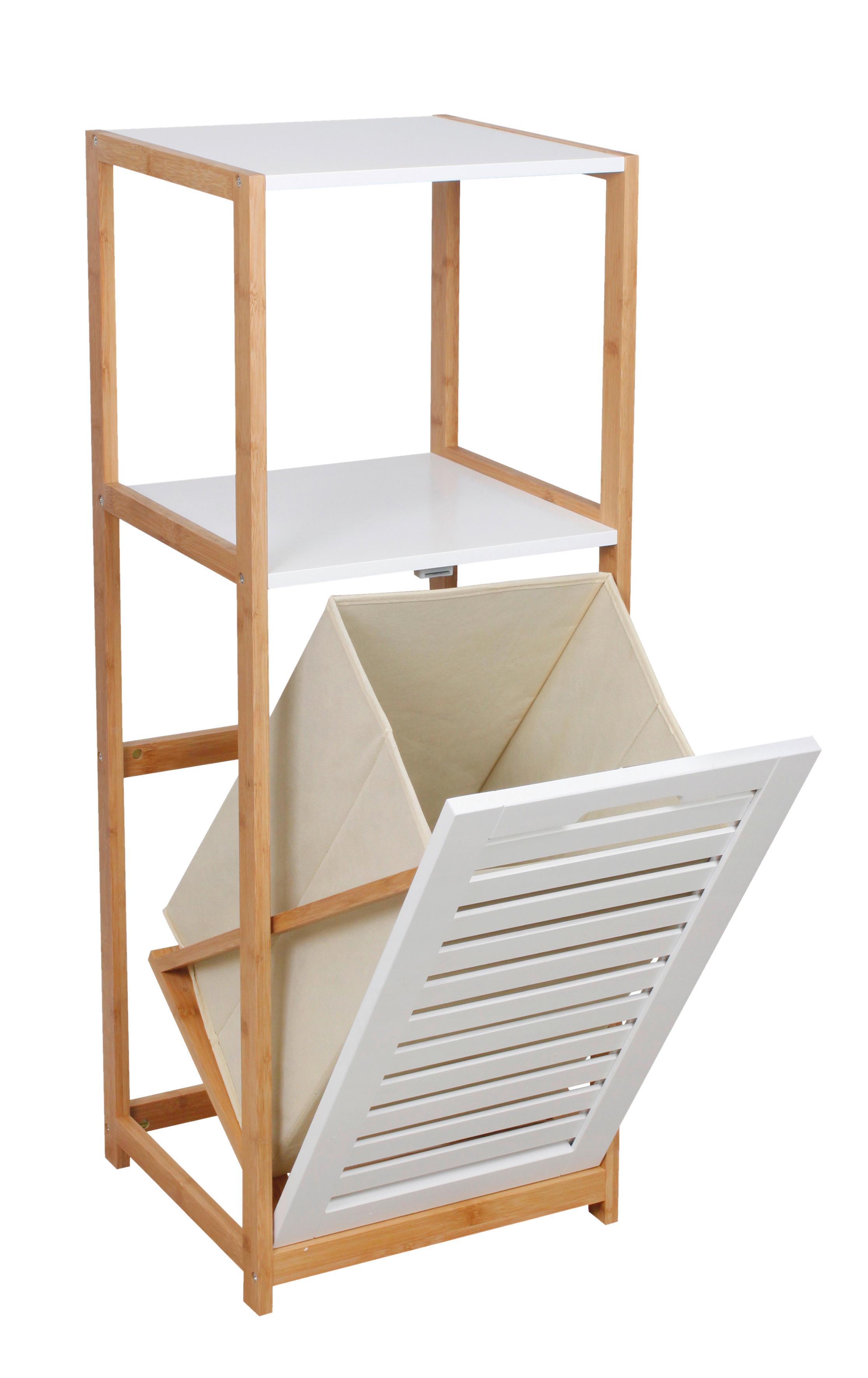 Badezimmerregal in Beige/Weiß/Natur - Weiß, MODERN, Holz/Holzwerkstoff (36/98/33cm) - ecoTree