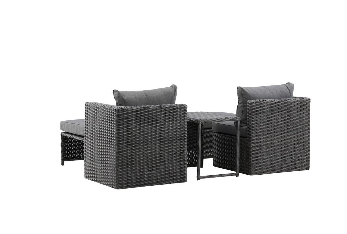 GARTENSET QUAD - Schwarz/Grau, KONVENTIONELL, Kunststoff/Metall - Gardenson