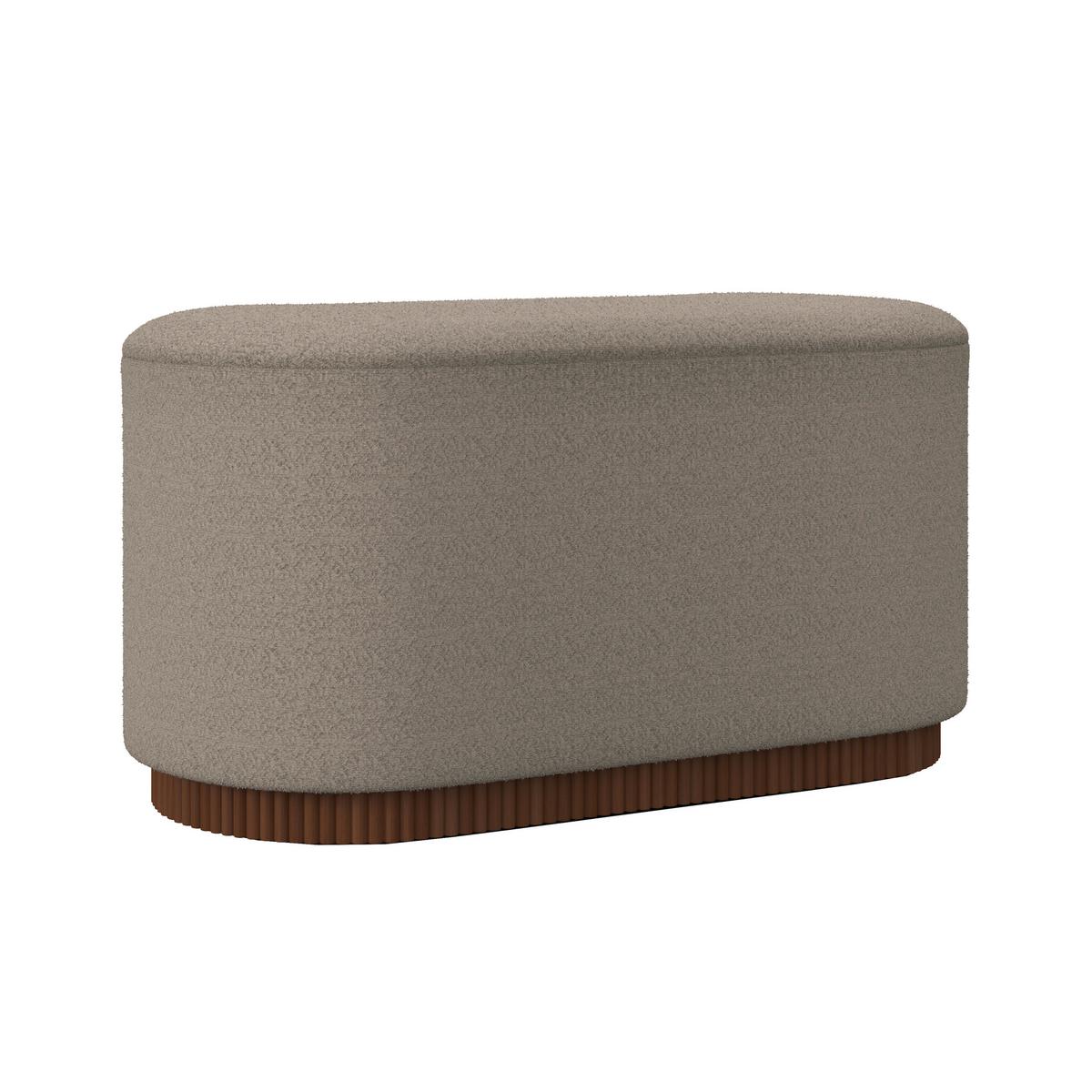 Sitzbank Nina mit Stauraum inkl. 2 Hocker Bouclé Beige - Beige/Naturfarben, MODERN, Holz/Holzwerkstoff - Bessagi Home