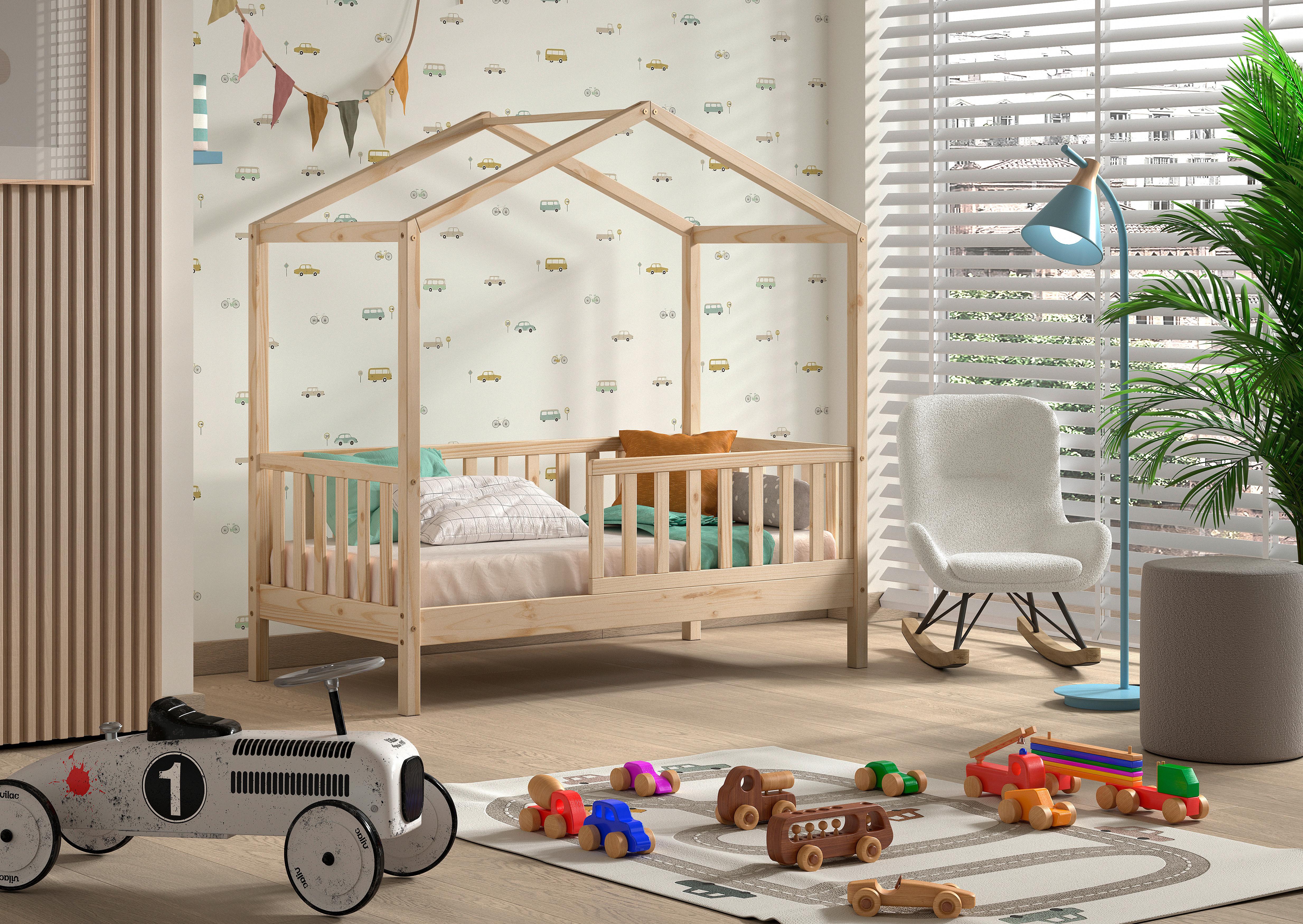 Hausbett Junior ca. 70x140 cm Naturfarben - Naturfarben/Kieferfarben, MODERN, Holz (70/140cm) - MID.YOU