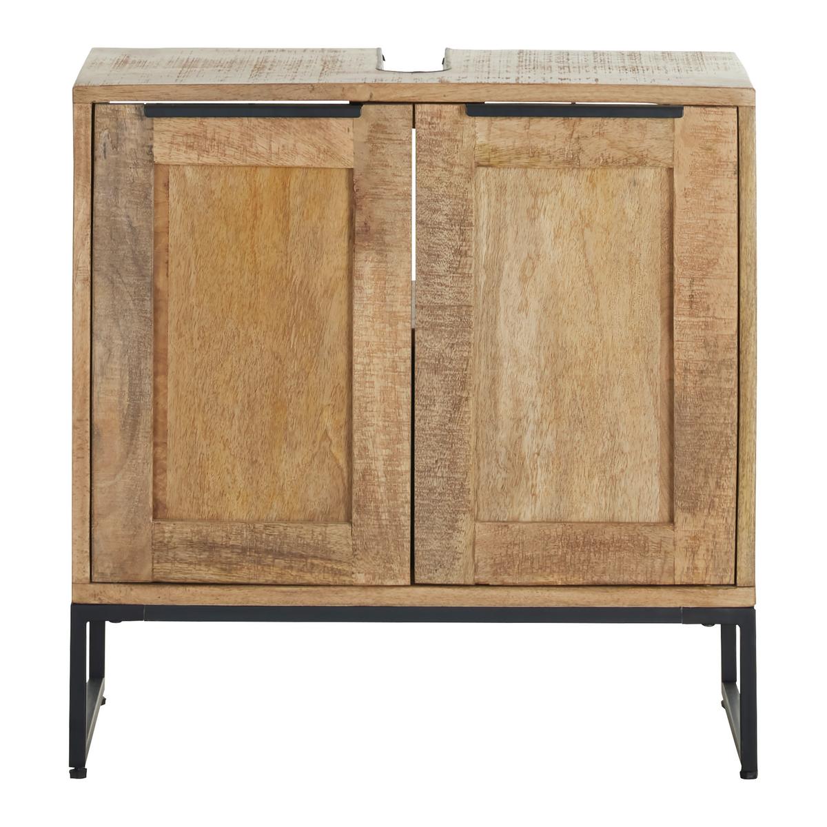 Waschbeckenunterschrank Everest Naturfarben/Schwarz - Schwarz/Naturfarben, Natur, Holz/Metall (60/60/32cm) - Mömax