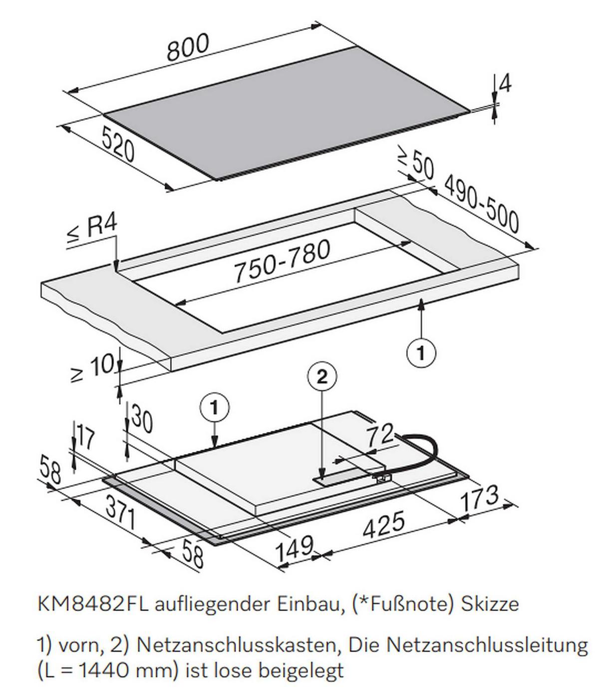 Induktionskochfeld KM8482FL Schwarz - Schwarz, MODERN, Glas (80/5,1/52cm) - Miele