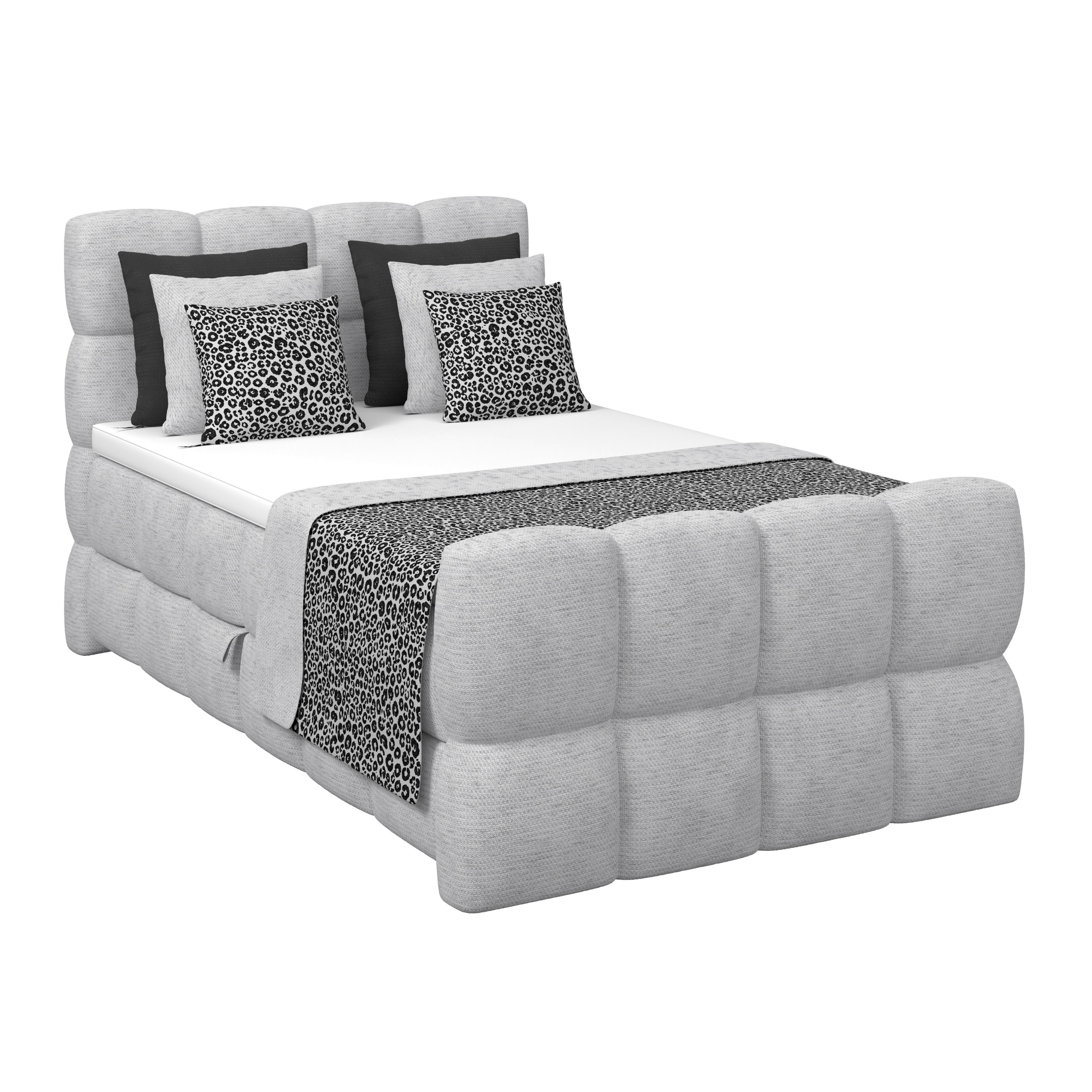Postelja Boxspring Brisbane, Barva Šampanjca, 120x200 - barve šampanjca/črna, Trend, kovina/umetna masa (120/200cm) - Premium Living