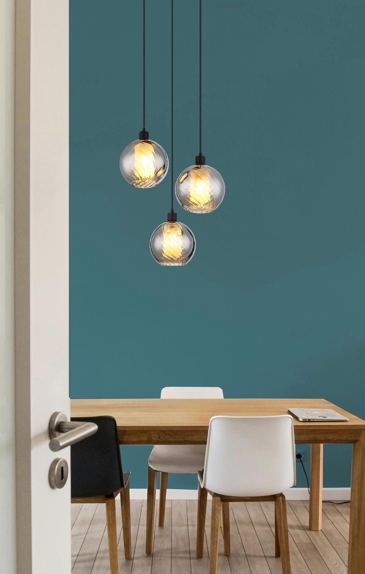 HÄNGELEUCHTE 30280308 ULF - Weiss/Schwarz, Design, Glas/Kunststoff (46/120cm) - Globo